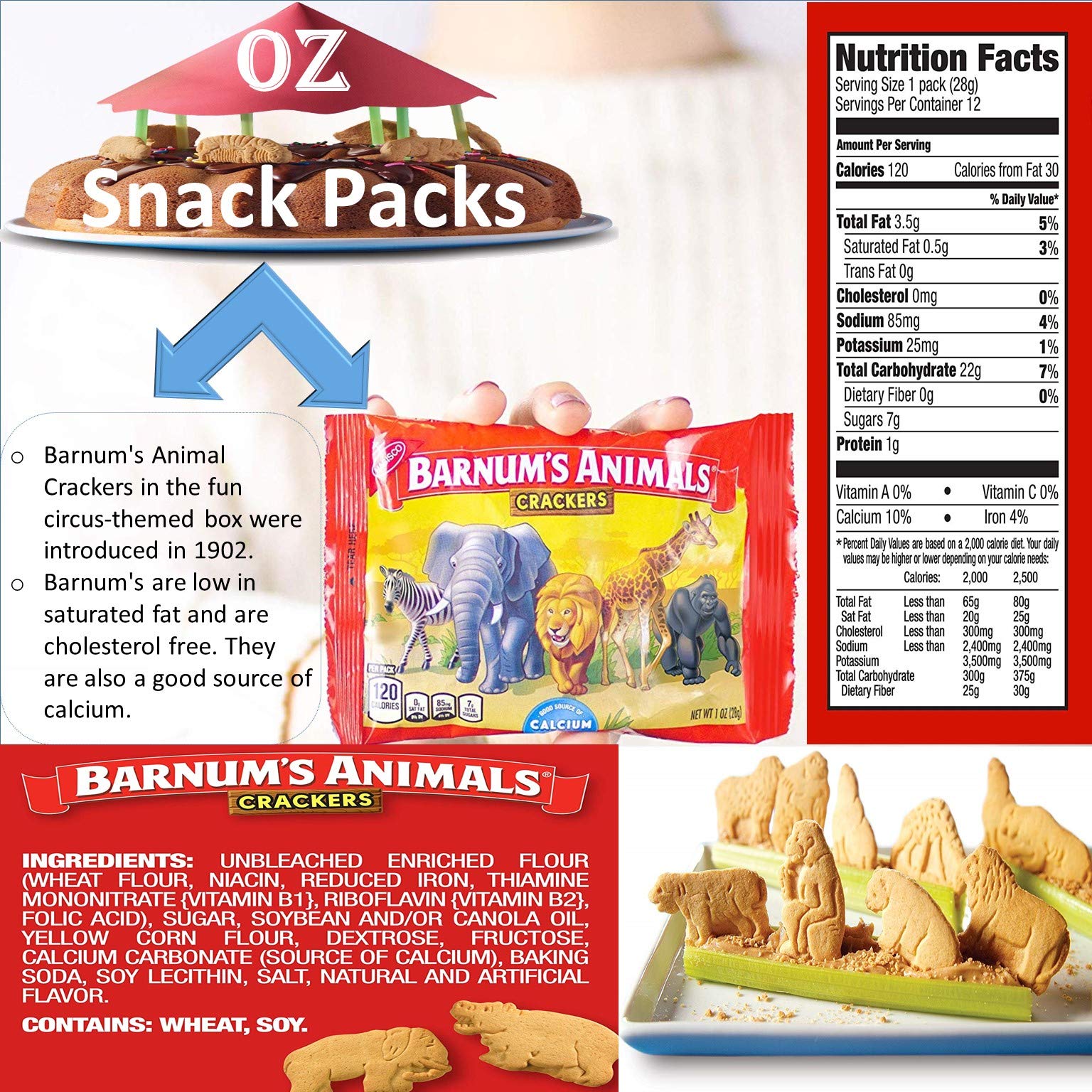 12 Pack Mini Cookies & 12 Pack Animal Crackers Snack Bundle - Perfect for Lunch Box, School Snacks, and On-the-Go Treats | Fun Snack Shopping Pad Included