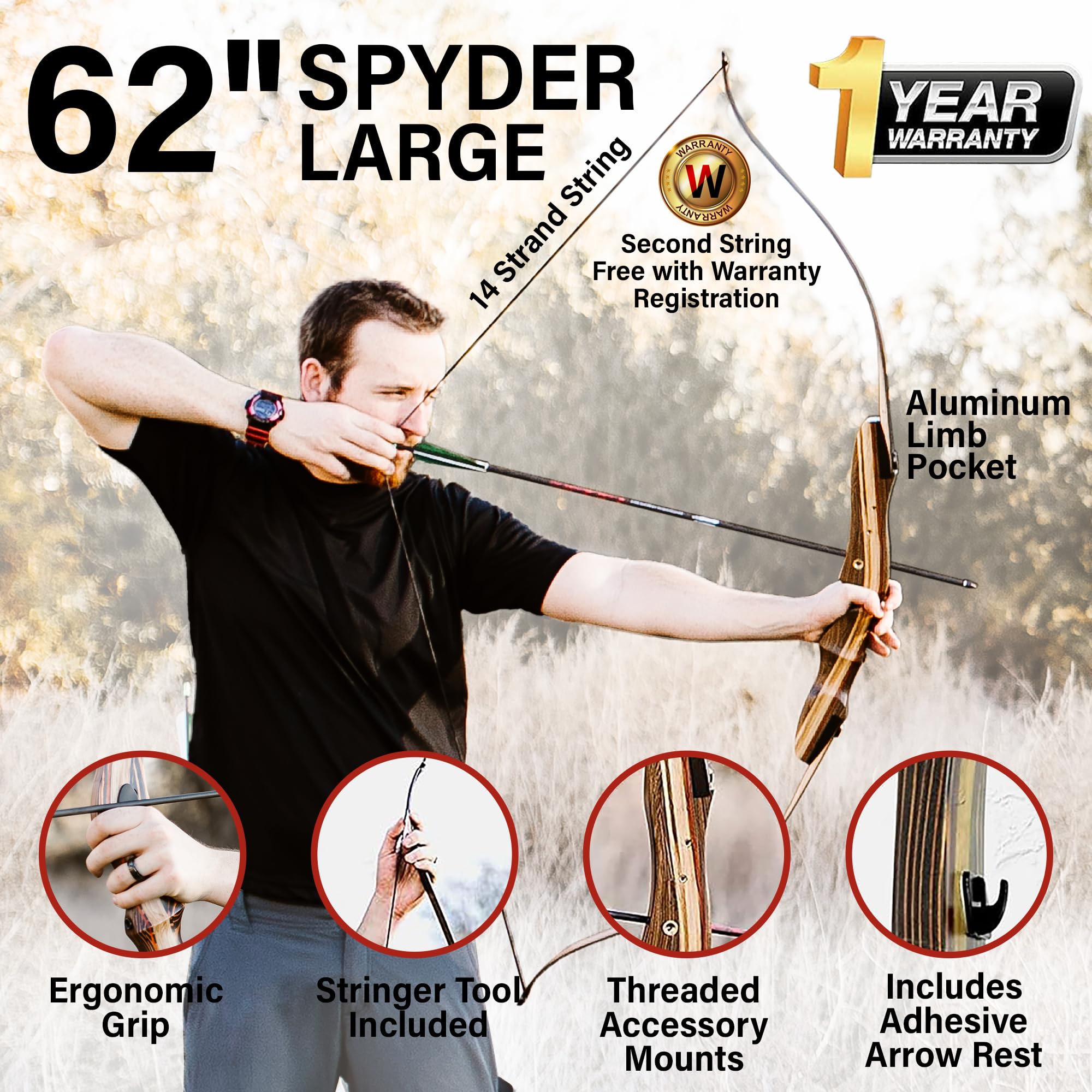 Spyder Takedown Recurve Bow 62