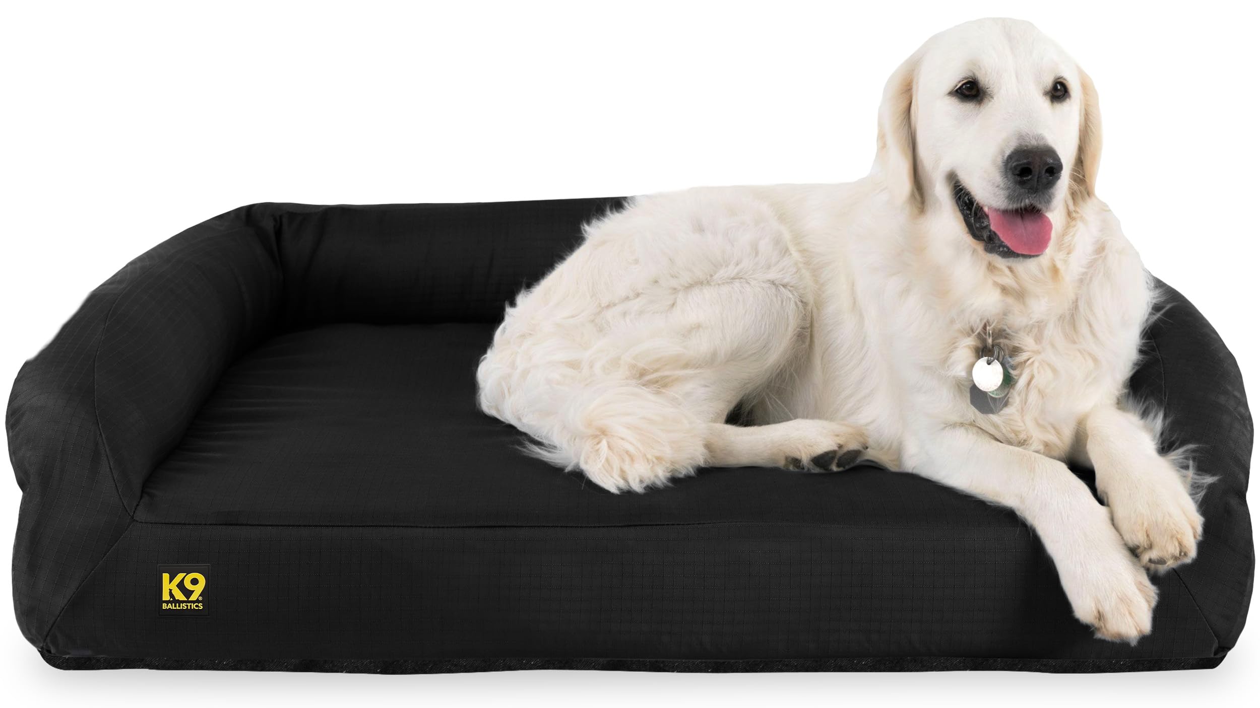 K9 Ballistics Tough Orthopedic Large Bolster Dog Bed - Washable, Durable & Water-Resistant Pet Bed for Big Dogs 34x40 Inches - Perfect for Large Breed Dogs with Joint Pain, Ideal for Home, Kennel or Travel Use