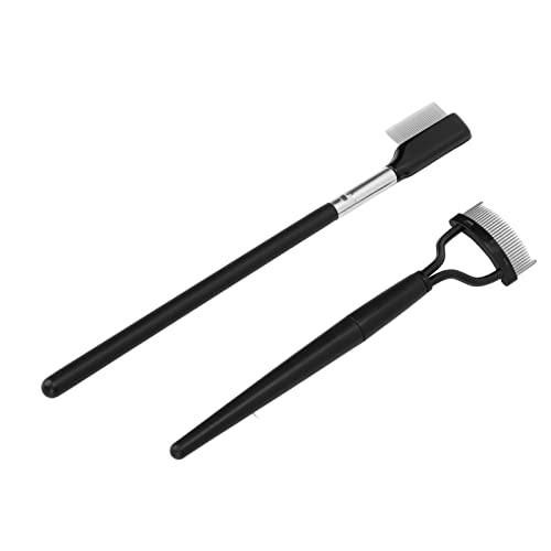 2pcs Stainless Steel Eyelash Comb Set - Foldable Lash Separator & Grooming Brush for Perfect Makeup Application | Ideal for Salon, Home Use & Travel Beauty Essentials