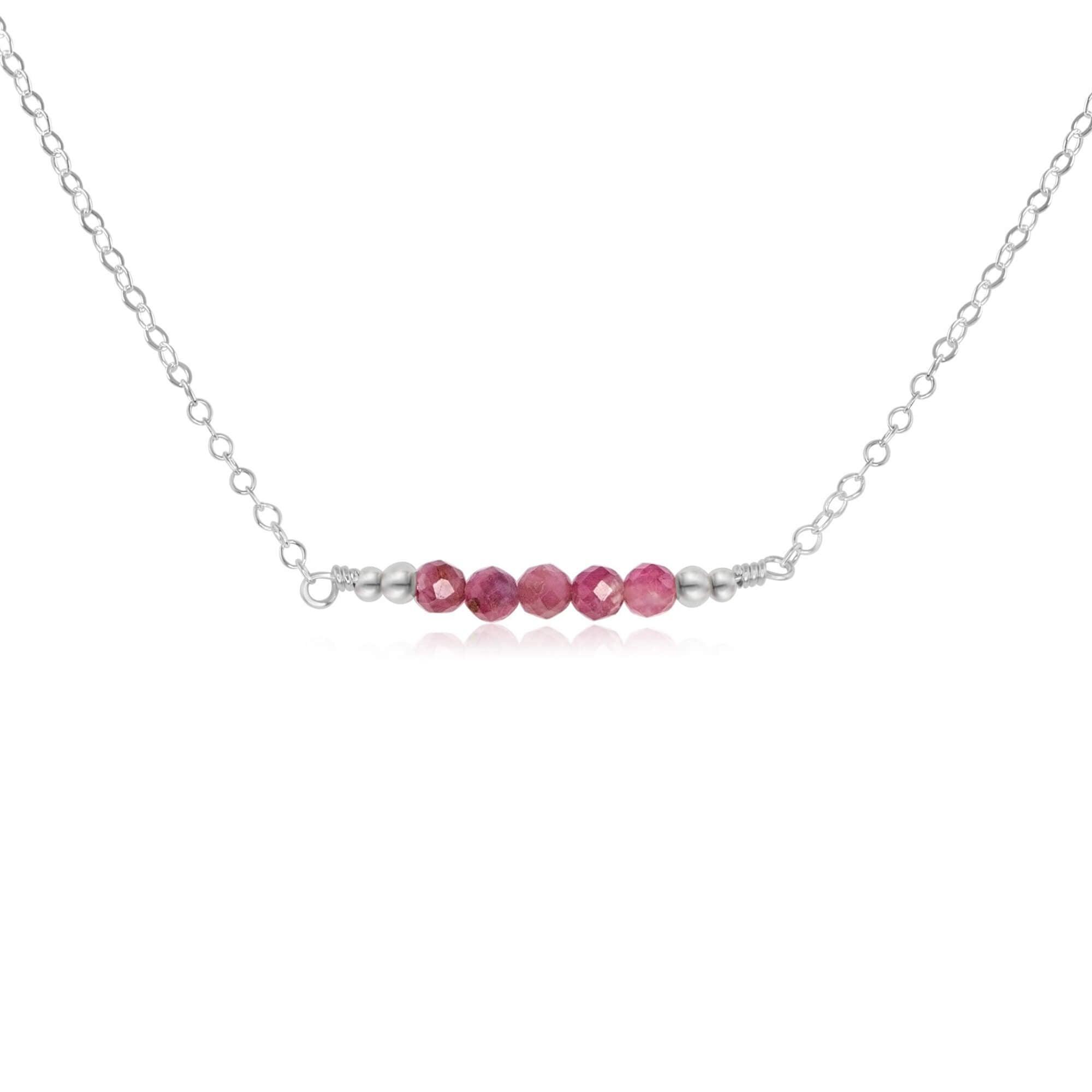 Sparkling Pink Tourmaline Faceted Bead Bar Necklace - Elegant Handmade Jewelry for Women | Perfect for Weddings, Parties & Special Occasions
