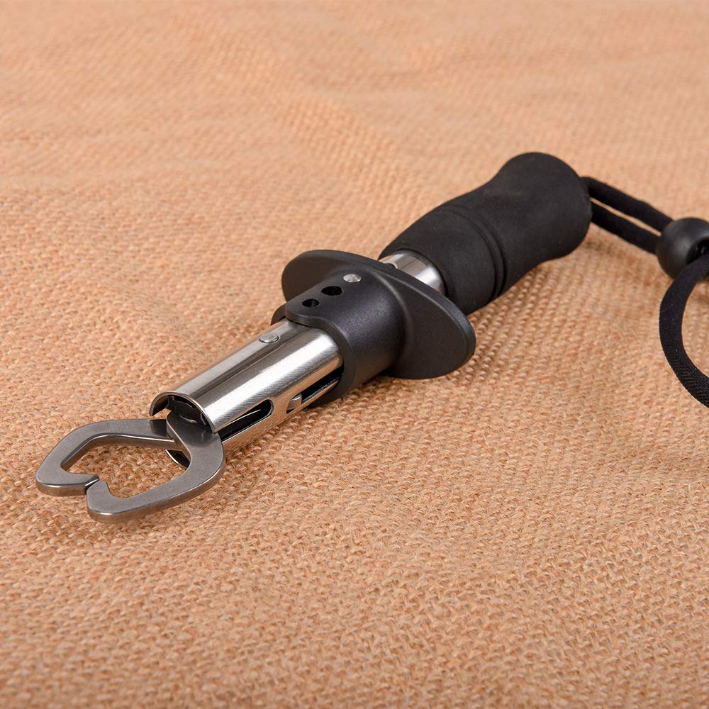 Portable Stainless Steel Fish Lip Gripper Tool with Wrist Strap - Secure Fish Handling for Catch & Release, Fishing Tournaments, and Outdoor Adventures