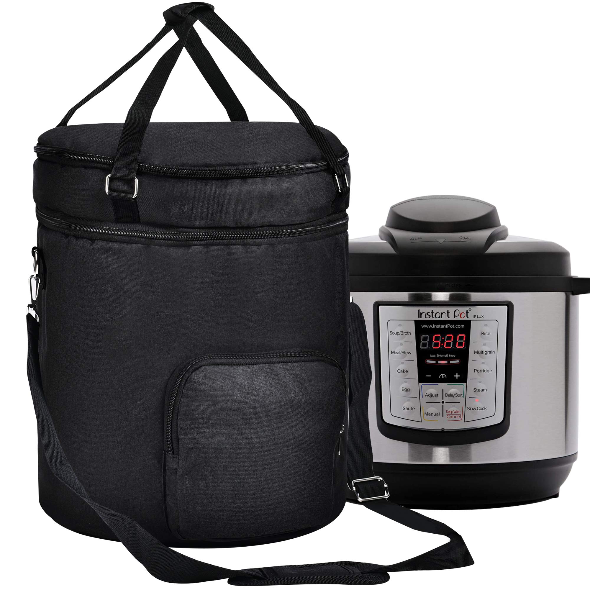 **8 QT Instant Pot Pressure Cooker Travel Tote Bag - 2 Compartments Storage Case for Cooker Accessories & Kitchen Appliances (Enclosed Bottom, Black) - Perfect for Travel, Picnics & Organized Kitchen Storage**