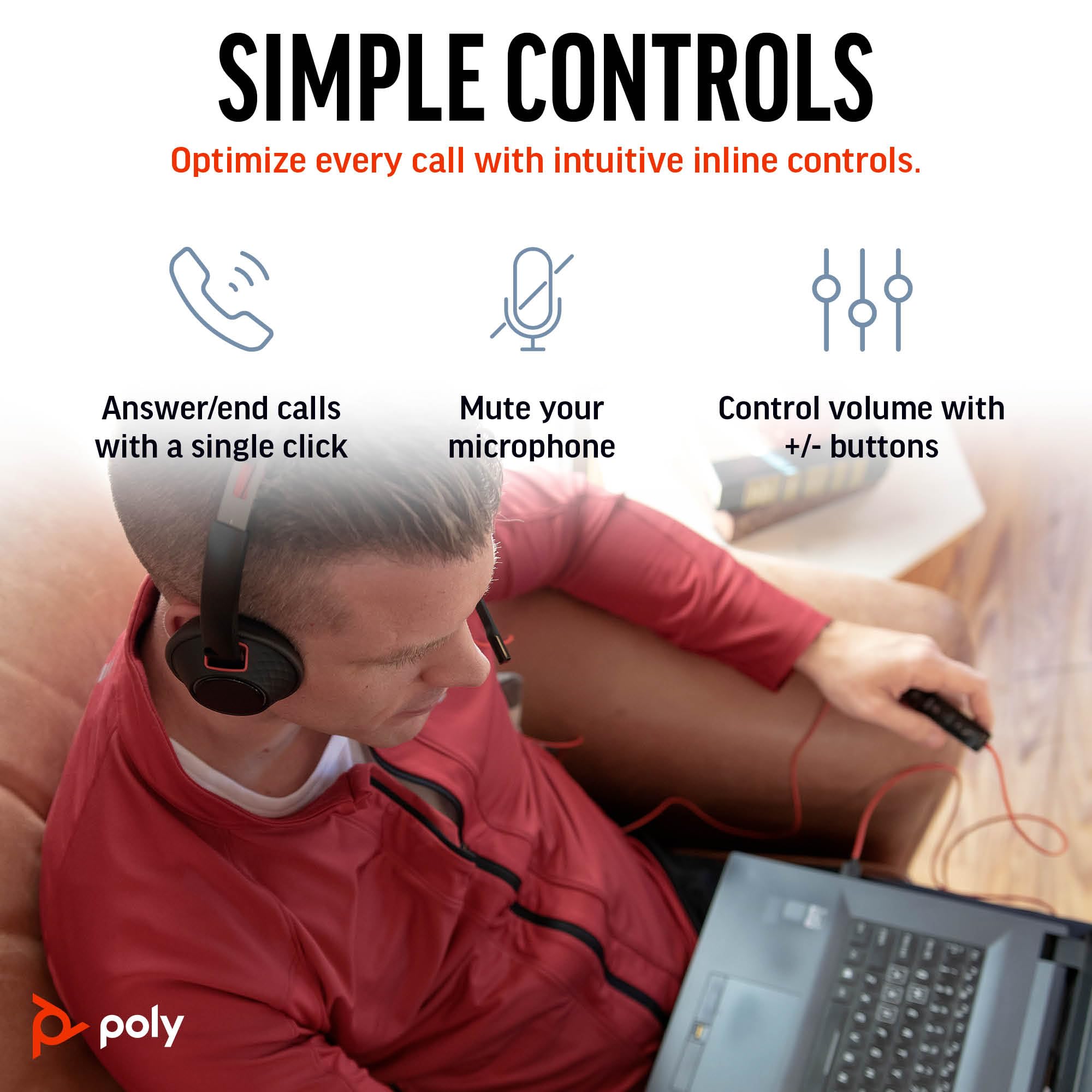 Poly Blackwire 5220 Wired Headset with Noise-Canceling Mic for PC, Mac & Mobile | USB-C/USB-A/3.5mm | Compatible with Teams, Zoom & VoIP Calls | Ergonomic Office Headphones for Remote Work & Online Meetings (Amazon Exclusive)