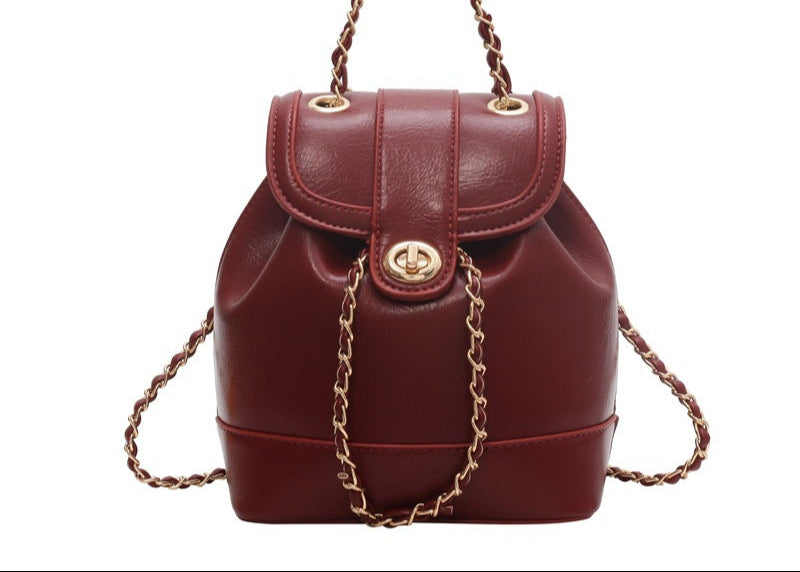 Vegan Leather Chain Backpack - Stylish One Shoulder Bucket Bag for Women | Trendy Crossbody Purse for Travel, Work & Daily Use