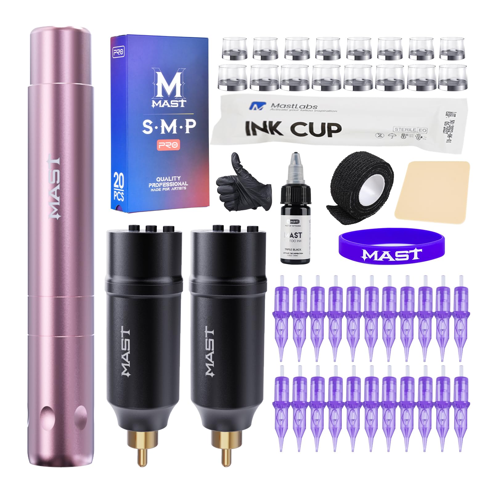 Professional Wireless Tattoo Pen Kit - Mast Tattoo Tour Air Machine Gun with 2 Rechargeable Batteries | Tattoo Artist Equipment for Women & Beginners | Perfect for Home, Studio & Professional Tattooing