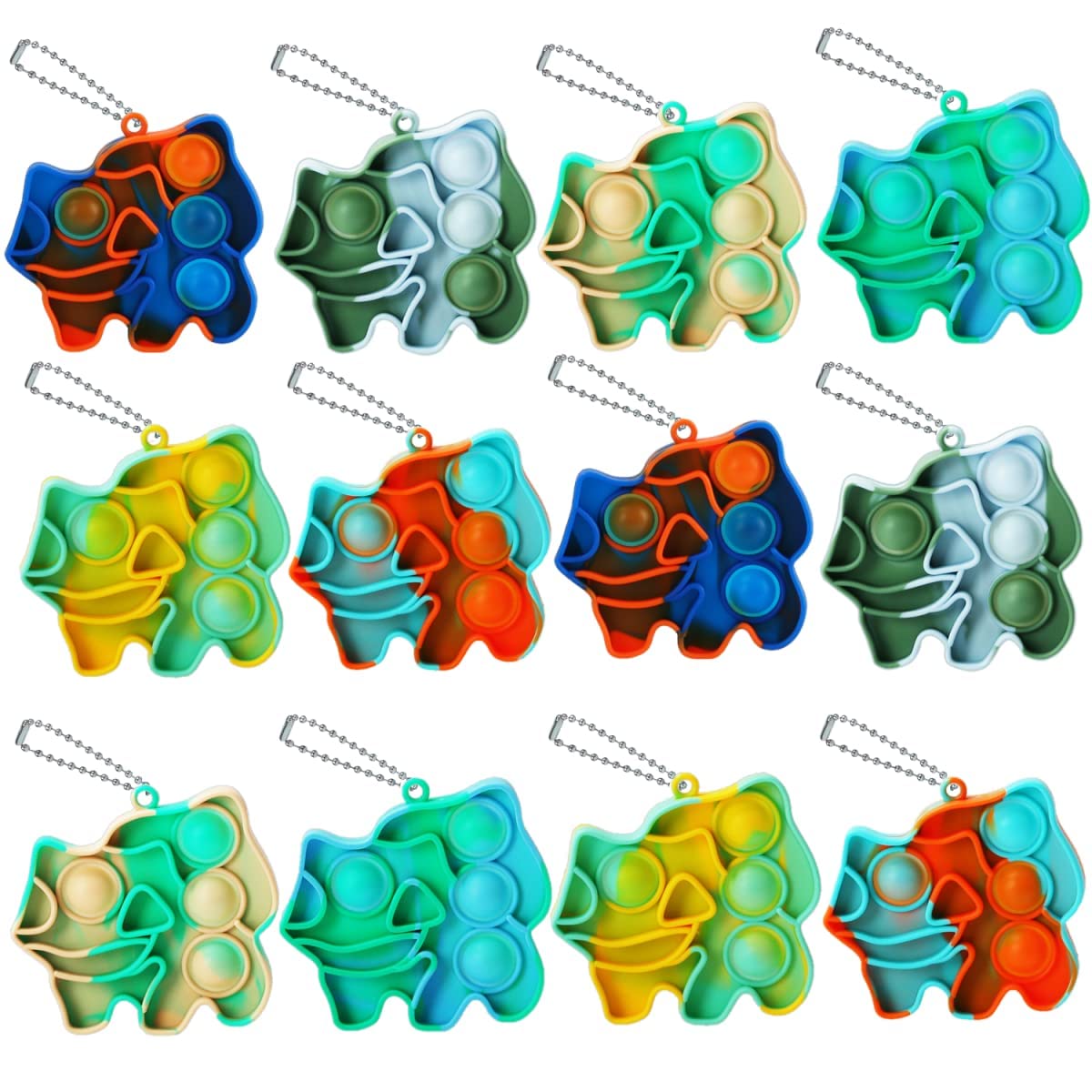 12Pcs Mini Fidget Toys Set - Stress Relief Hand Toys, Bubble Wrap Pop Keychain for Anxiety Relief - Office Desk Toys for Kids & Adults - Perfect for Work, School, Travel and Sensory Play