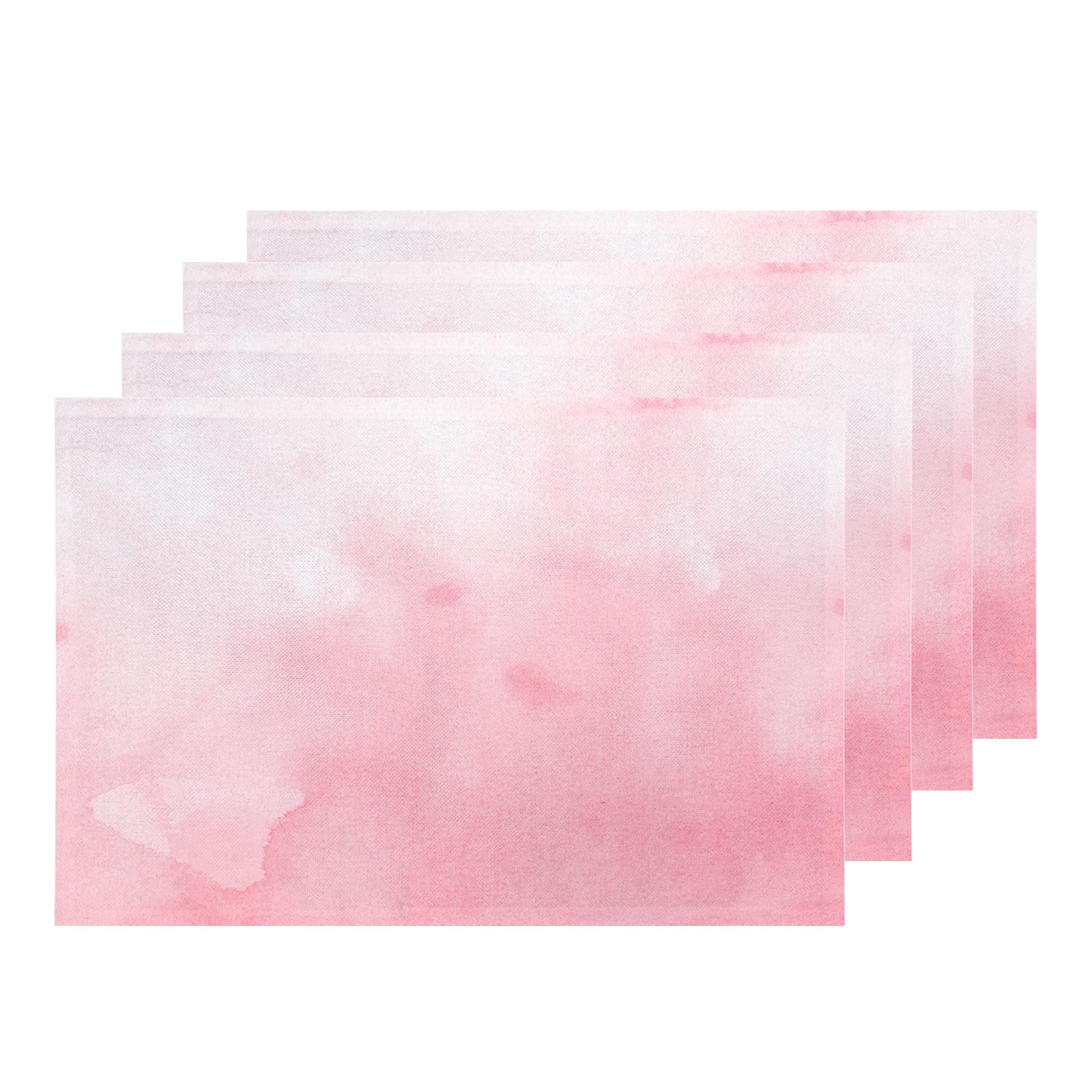 Shrahala Abstract Watercolor Placemats - Set of 4 Washable Linen Burlap Table Mats (12x18 Inch) with Heat Insulation for Dining & Kitchen | Pink Painted Texture, Double-Layer Design | Perfect for Dinner Parties, Daily Meals & Home Decor