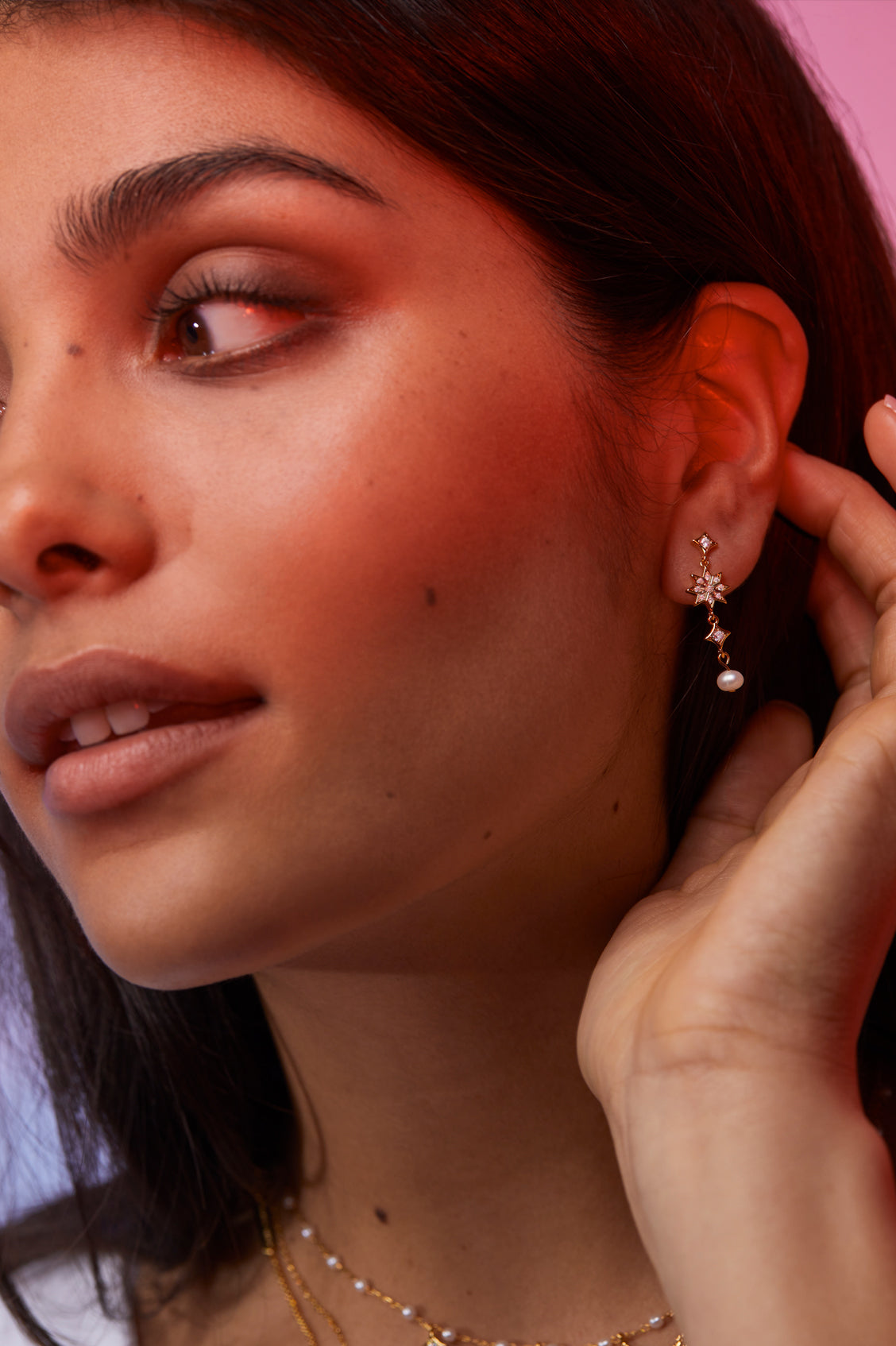 CZ Star Pearl Drop Earrings for Women - Elegant Dangle Earrings for Party, Wedding & Evening Wear - Hypoallergenic Fashion Jewelry Gift