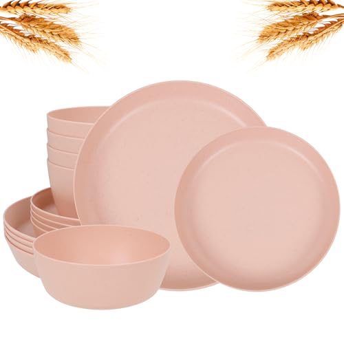 Pink Wheat Straw Plates and Bowls