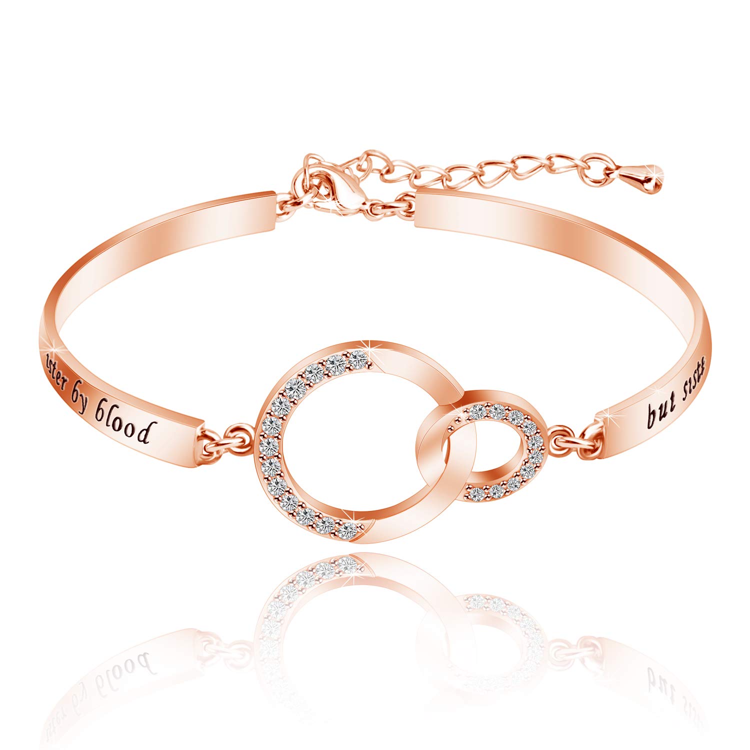 Best Friend Bracelets for Women - Inspirational Friendship Charm Bangle, Not Sisters by Blood But Sisters by Heart, Perfect for Birthday, Wedding, Bridesmaid Proposal Gifts, Daily Wear & Special Occasions