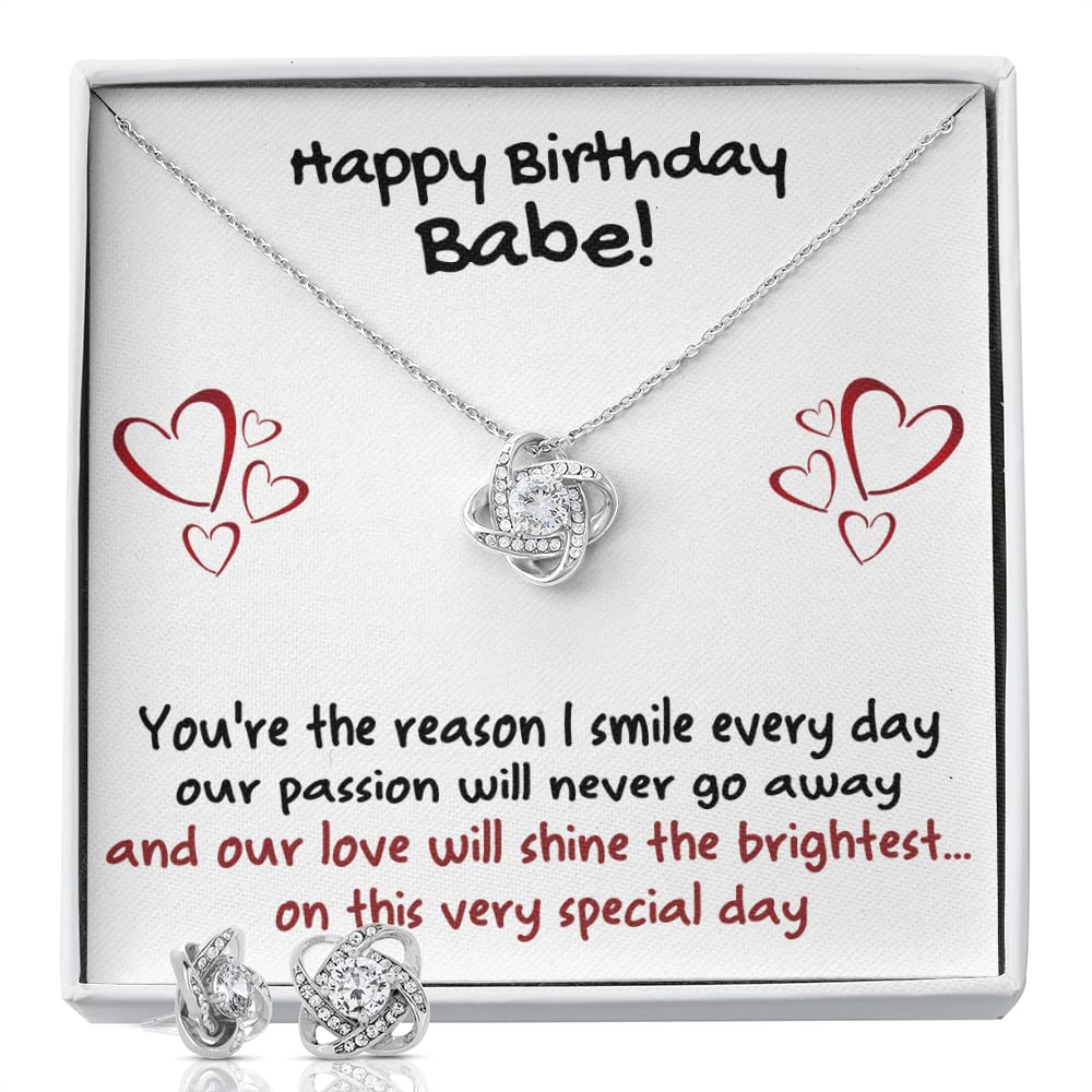 Love Knot Necklace Set - Romantic Birthday Gift for Girlfriend, Wife, or Best Friend - Sterling Silver Smile Pendant Jewelry for Women - Perfect for Anniversaries, Valentine's Day & Special Occasions