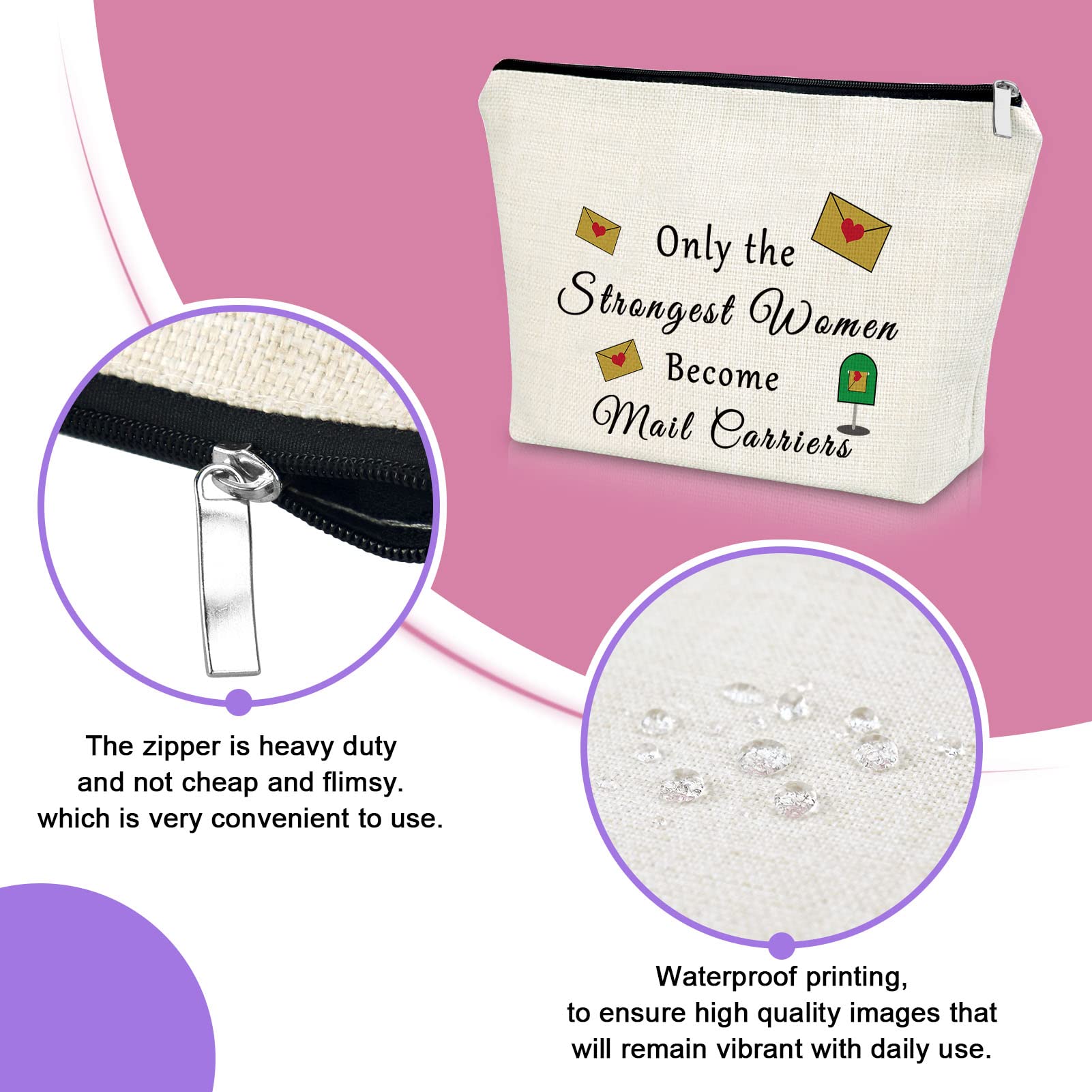 Mail Carrier Gifts for Women - Thank You Appreciation Cosmetic Makeup Bag, Post Office Retirement Birthday Thanksgiving Gift Ideas - Perfect Travel Pouch for Cosmetics & Toiletries