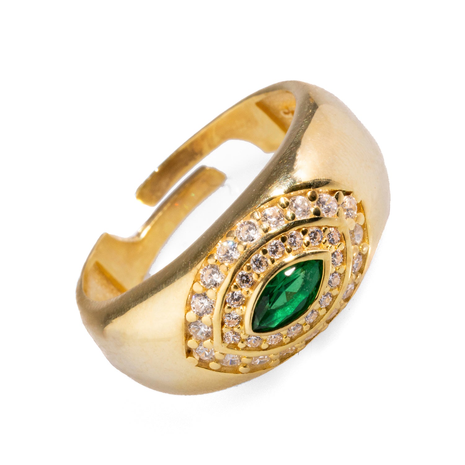 Emerald and Diamond Gold Vermeil Statement Ring for Women - Elegant Jewelry Gift for Anniversary, Wedding, Party & Special Occasions