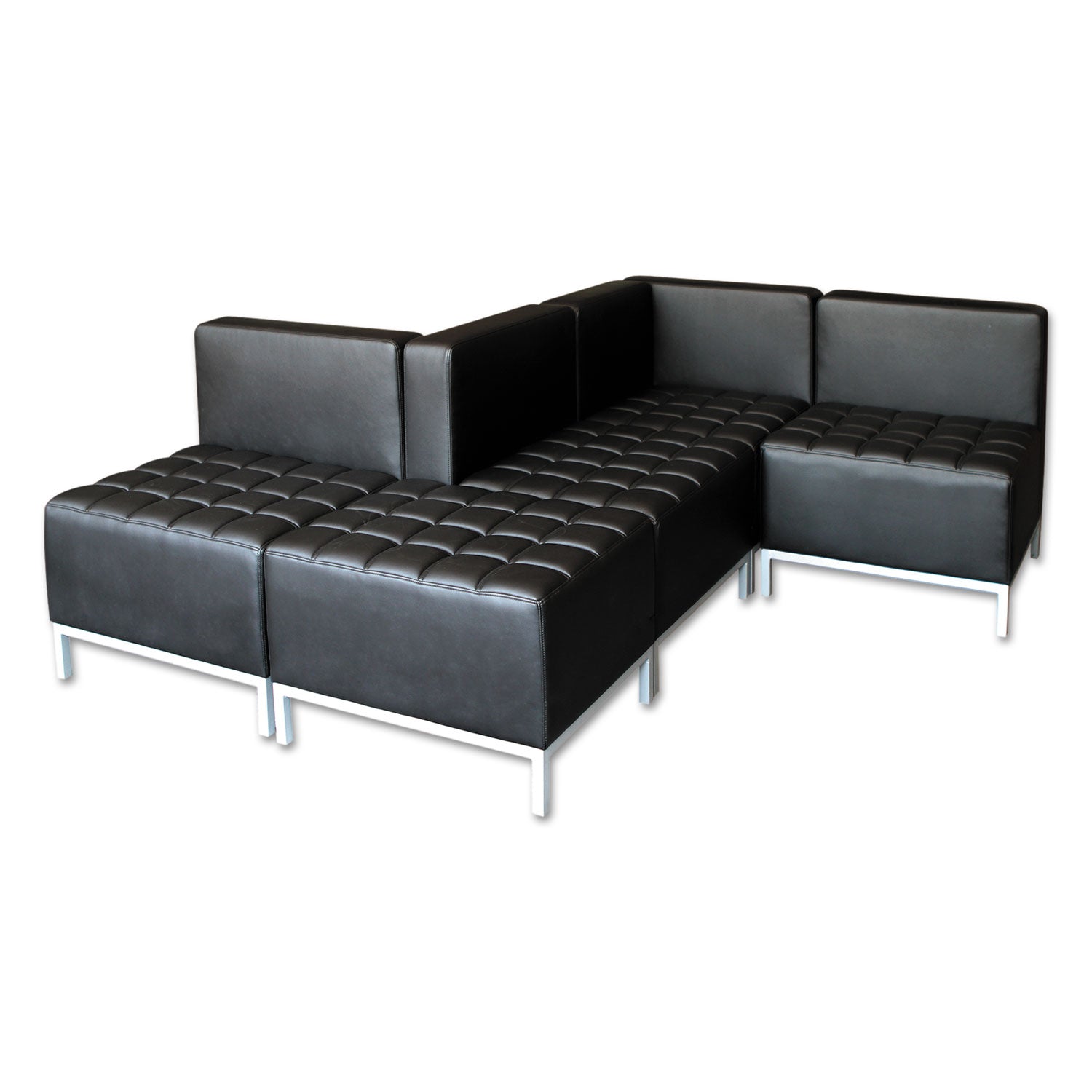 Alera QUB Series Ottoman - 26.38 x 21.5 x 17.5 Inches, Black Storage Footrest Stool for Living Room, Office & Bedroom