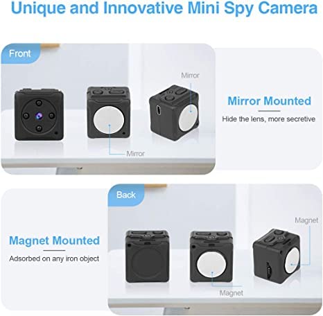 Mini Spy Camera Hidden - Full HD 1080P Portable Covert Nanny Cam with Motion Detection & Night Vision, Wireless Micro Security Surveillance Camera for Home/Office Indoor Outdoor Use (No SD Card Included) - Perfect for Baby Monitoring, Pet Watching and Home Security