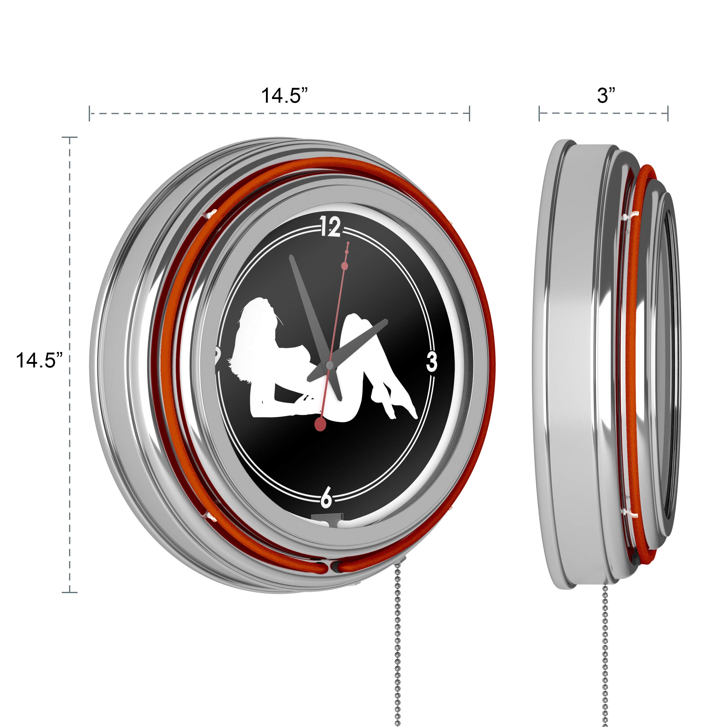 Shadow Babes Series - Orange Neon Ring Clock with Dual Illumination - Perfect for Bedroom, Gaming Room & Retro Decor