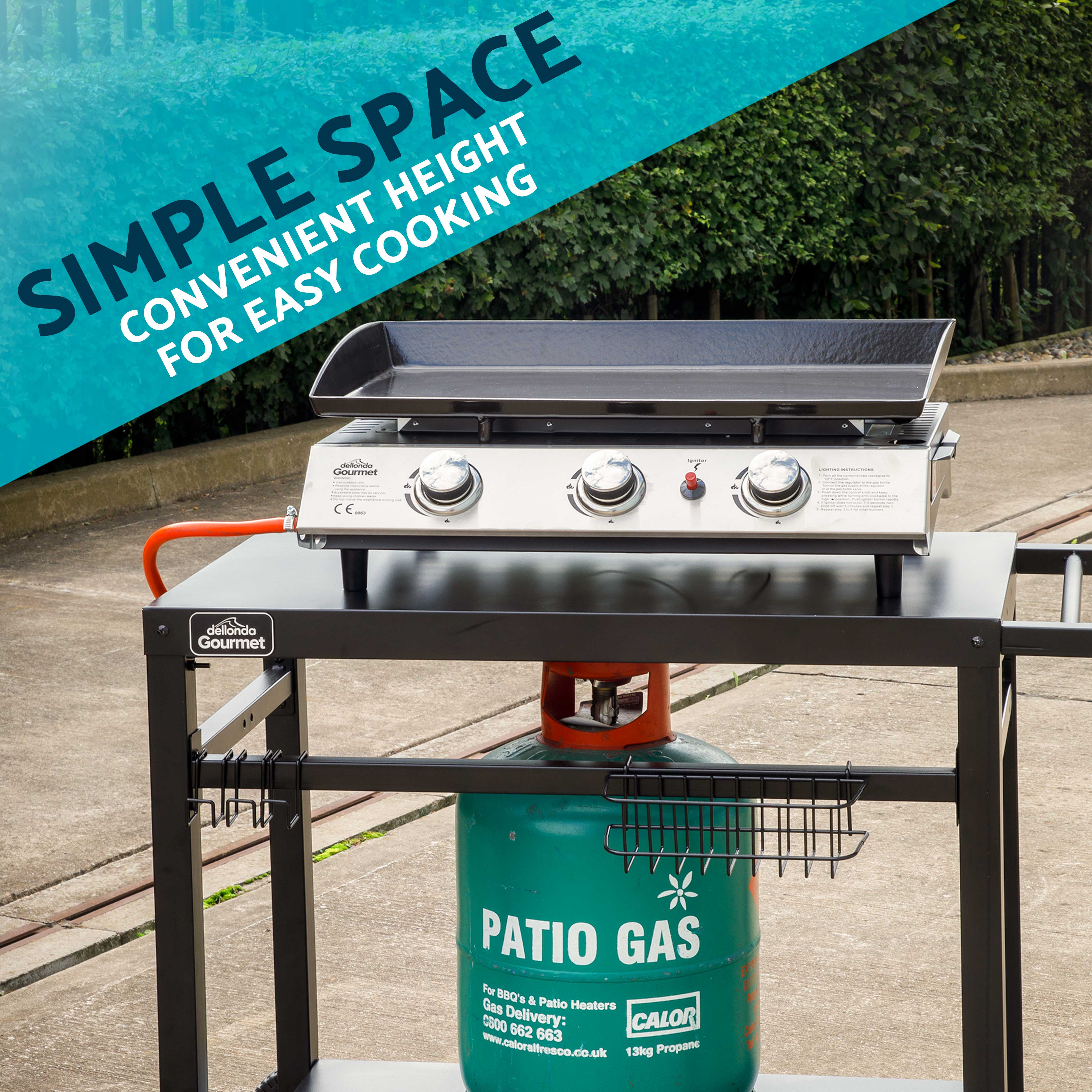 Premium Stainless Steel BBQ Grill Cart with Utensil Hooks & Side Shelves - Portable Outdoor Cooking Station for Backyard, Camping & Tailgating Parties