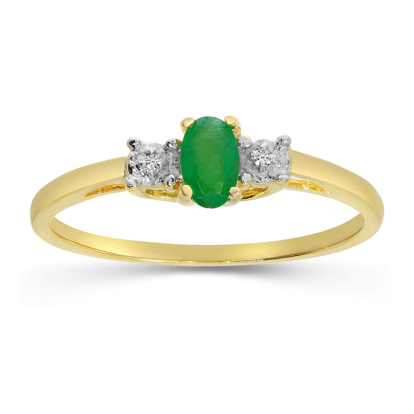 10K Yellow Gold Genuine Birthstone Solitaire Oval Engagement Ring with Diamond - Perfect for Wedding Proposals, Anniversary Gifts & Special Occasions | Jewels By Lux