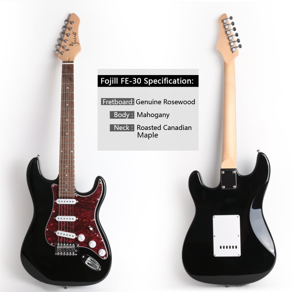Full Size Electric Guitar Beginner Kit with Amplifier, 600D Gig Bag, Picks, Cable, Strap & Extra Strings - Complete Starter Package for Adults & Teens (FSTS-30, Black) | Perfect for Home Practice, Live Performances & Music Lessons