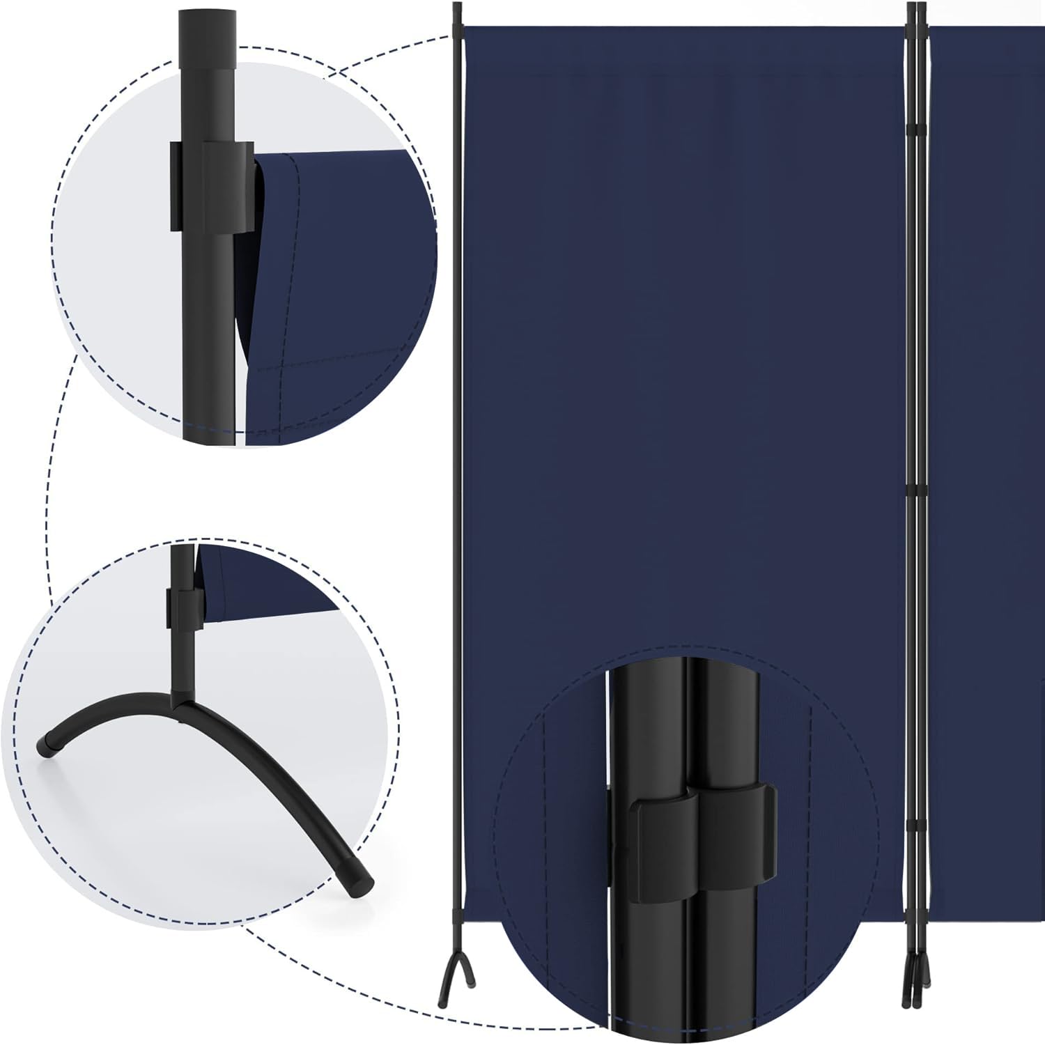Morngardo 3-Panel Folding Room Divider Privacy Screen - Portable Partition for Home Office, Bedroom & Dorm Decor (Blue) | Perfect for Creating Private Spaces & Room Separation