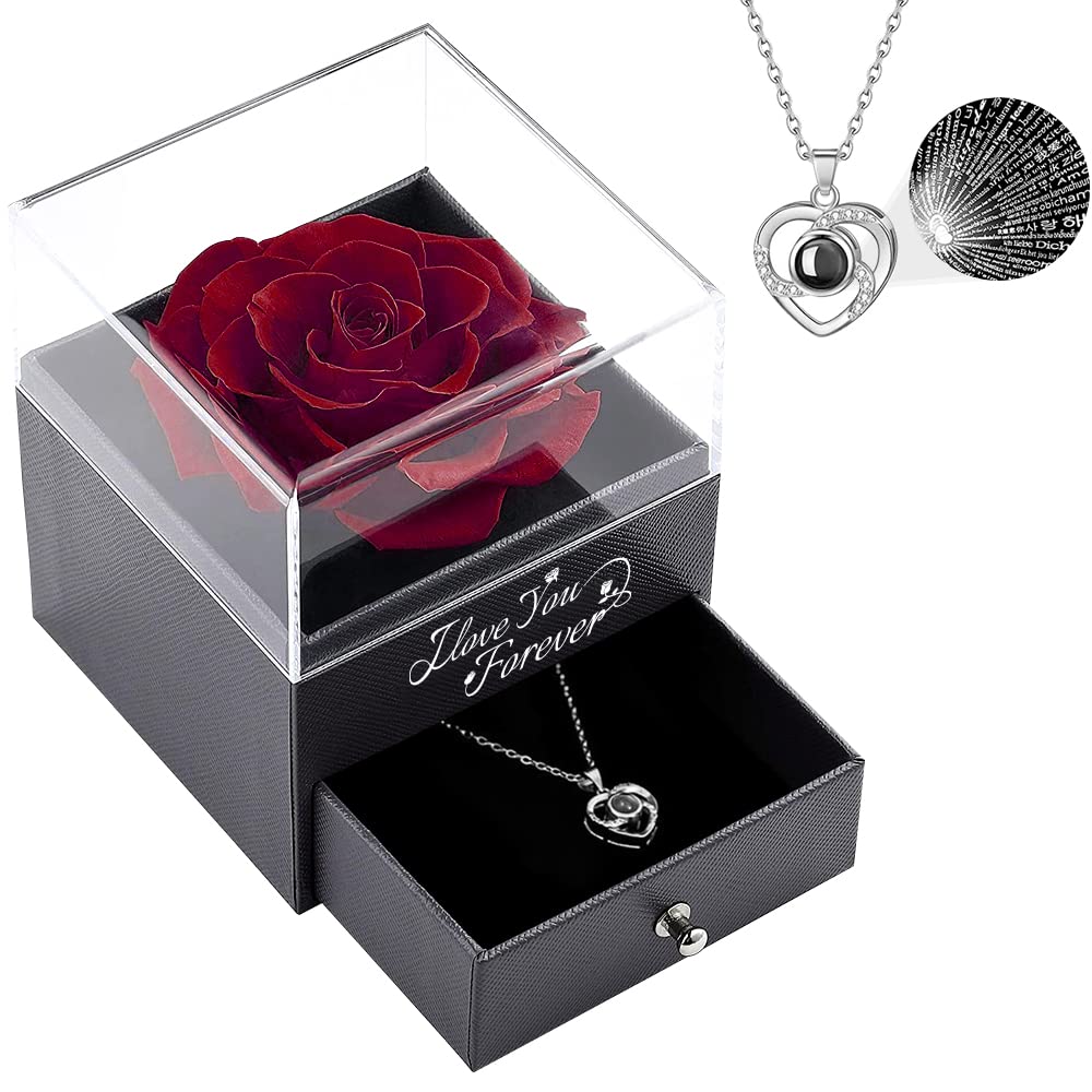 Vanleonet Real Preserved Rose Heart Necklace - Romantic Jewelry Gift for Women, Mom, Girlfriend, Wife, Best Friend - Perfect for Valentine's Day, Birthday, Anniversary, Thanksgiving & Christmas - Elegant Keepsake for Special Occasions & Everyday Wear