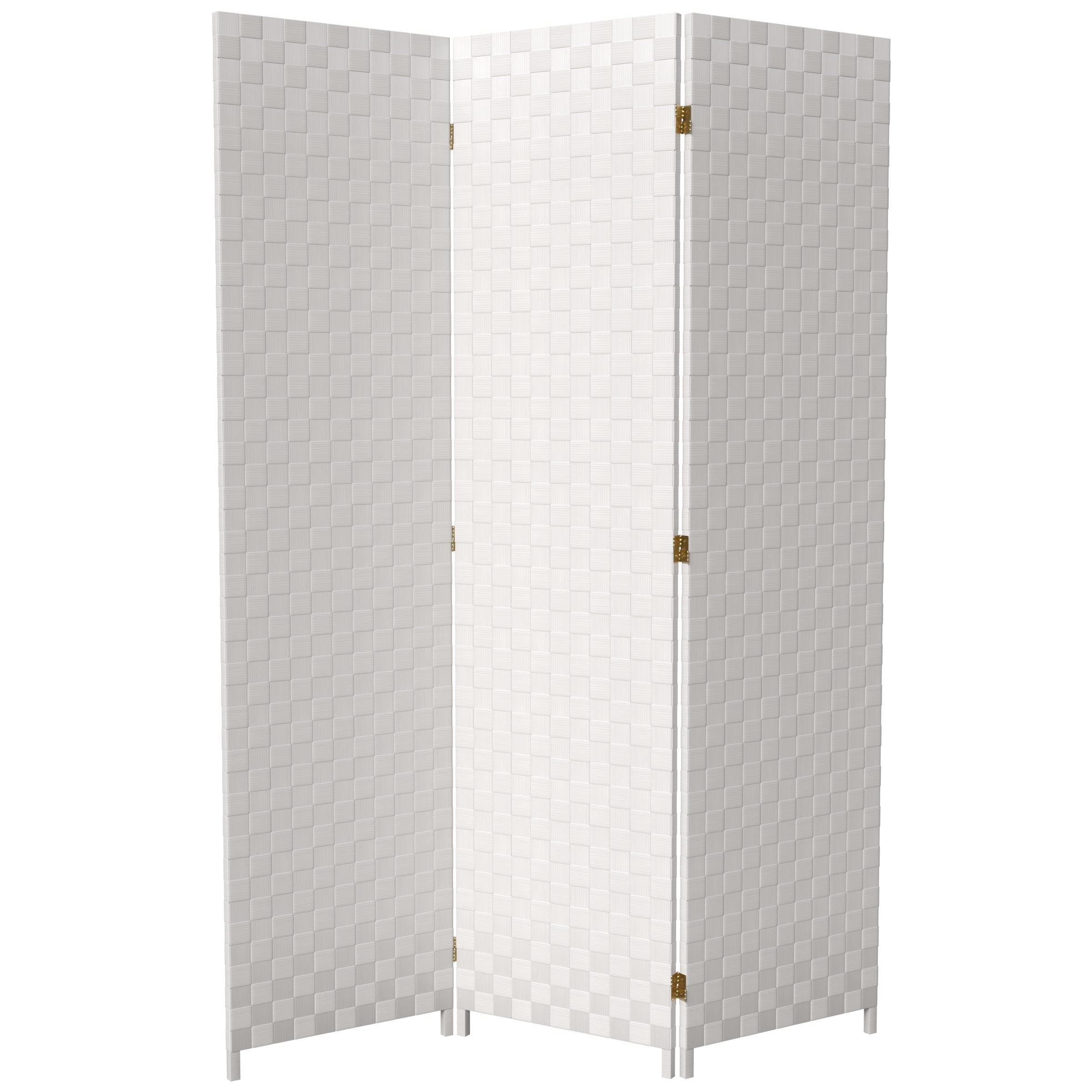 6 ft Tall Red Lantern Woven Fiber Outdoor All-Weather 3-Panel White Room Divider - Perfect for Patio, Garden, and Event Decorations