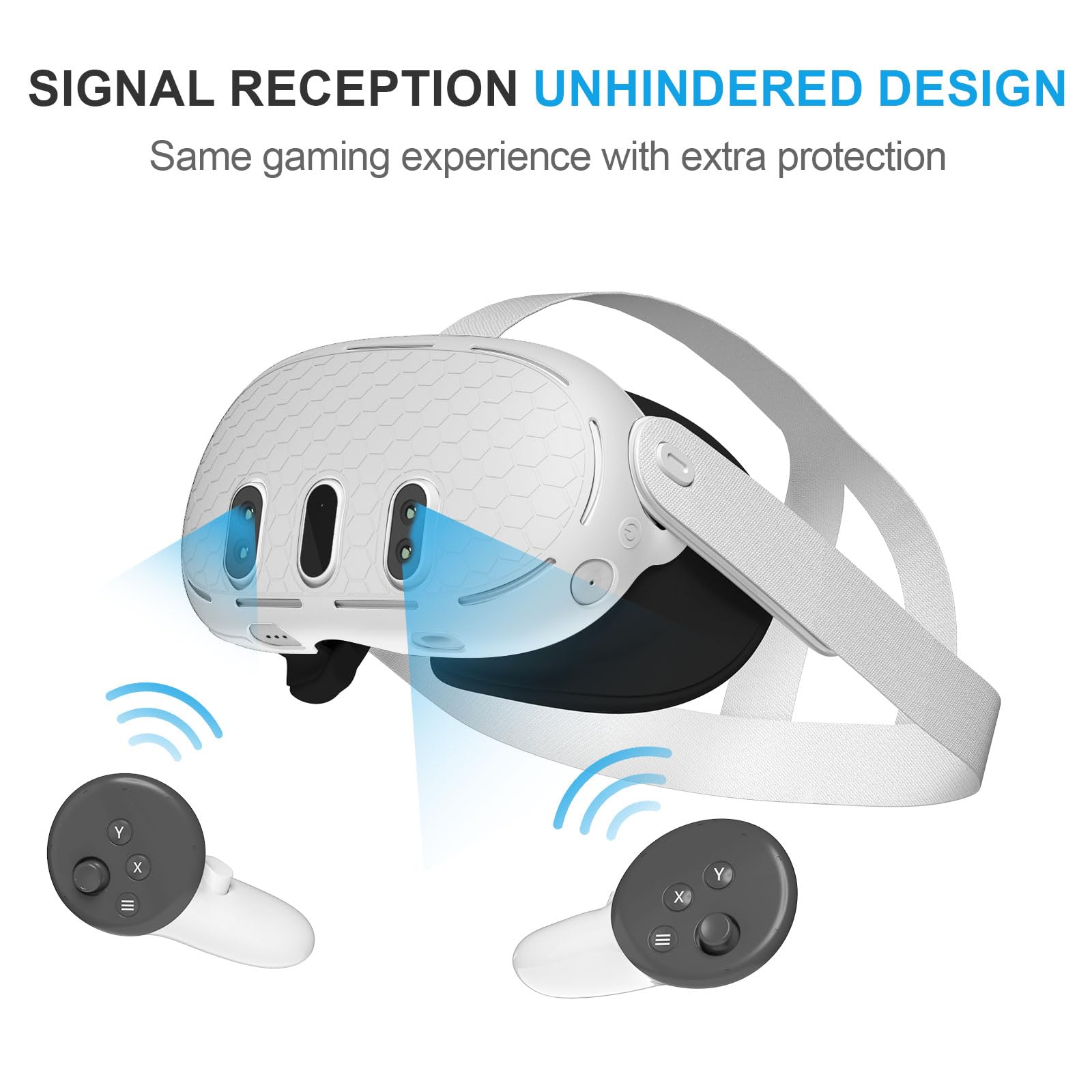 VR Shell Cover for Meta Quest 3 - Anti-Slip Silicone Headset Protector | Protective Case Accessories for Quest 3 (Gray) | Perfect for Gaming, VR Fitness & Home Entertainment