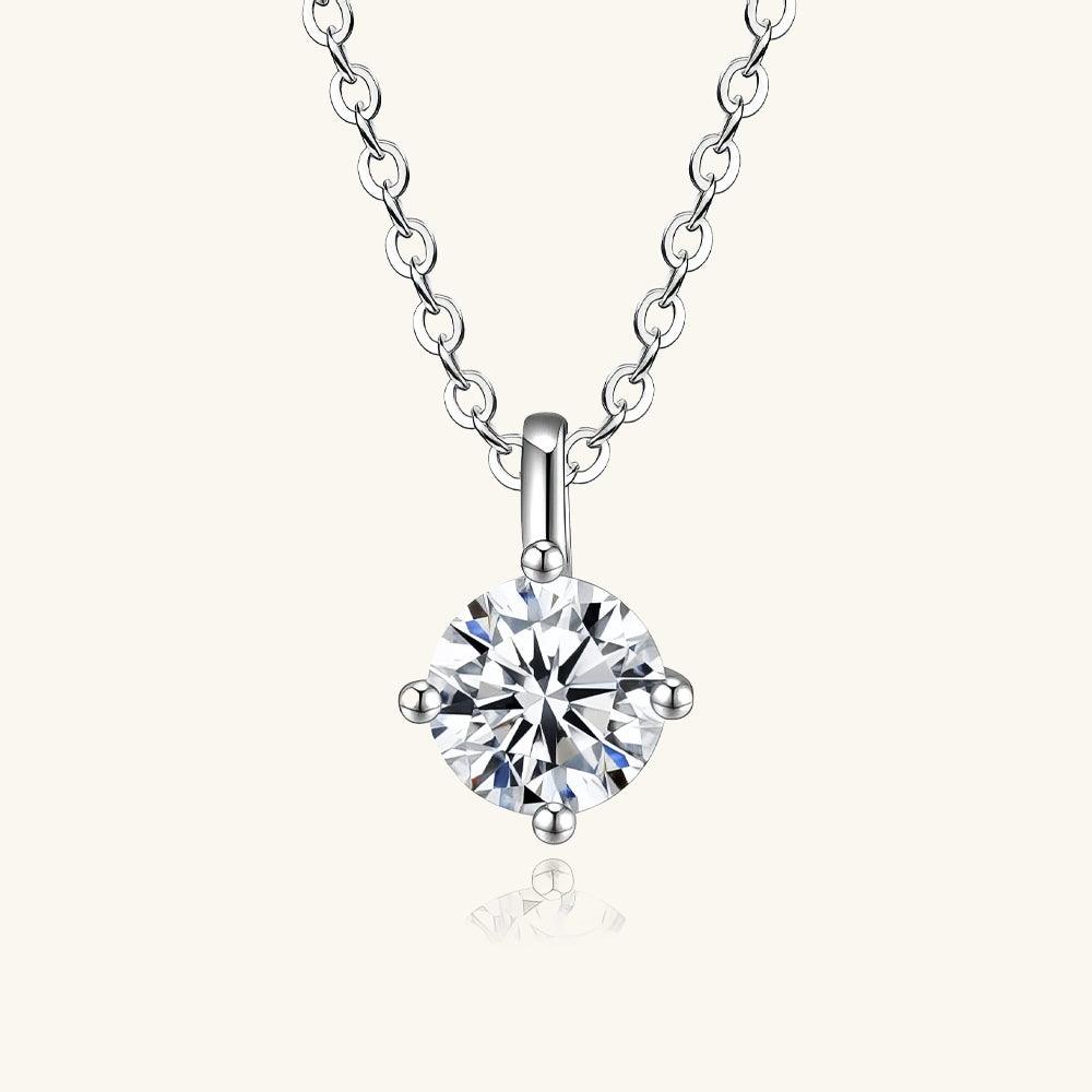 Classic Four Prong Moissanite Pendant Necklace - Elegant Solitaire Jewelry for Women, Perfect for Weddings, Anniversaries & Special Occasions