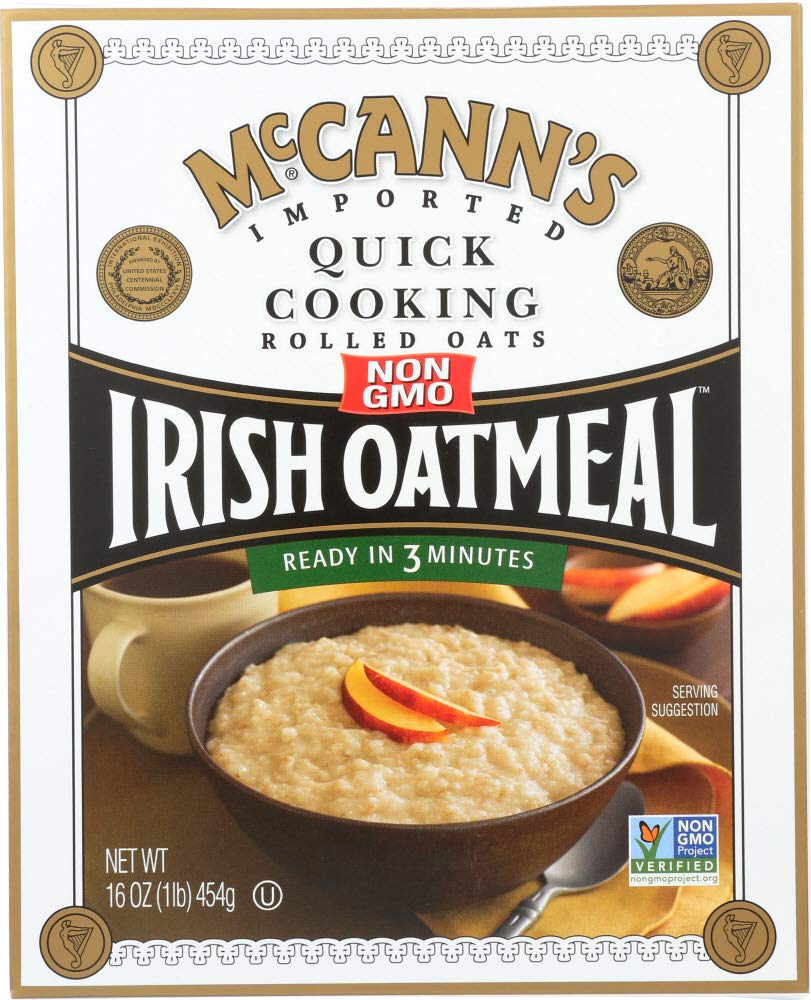 McCann's Quick Cooking Rolled Oats - Irish Steel Cut Oatmeal, 16 oz (Pack of 12) - Healthy Breakfast Cereal for Weight Loss, Energy Boost & Heart Health - Perfect for Overnight Oats, Baking & Smoothies