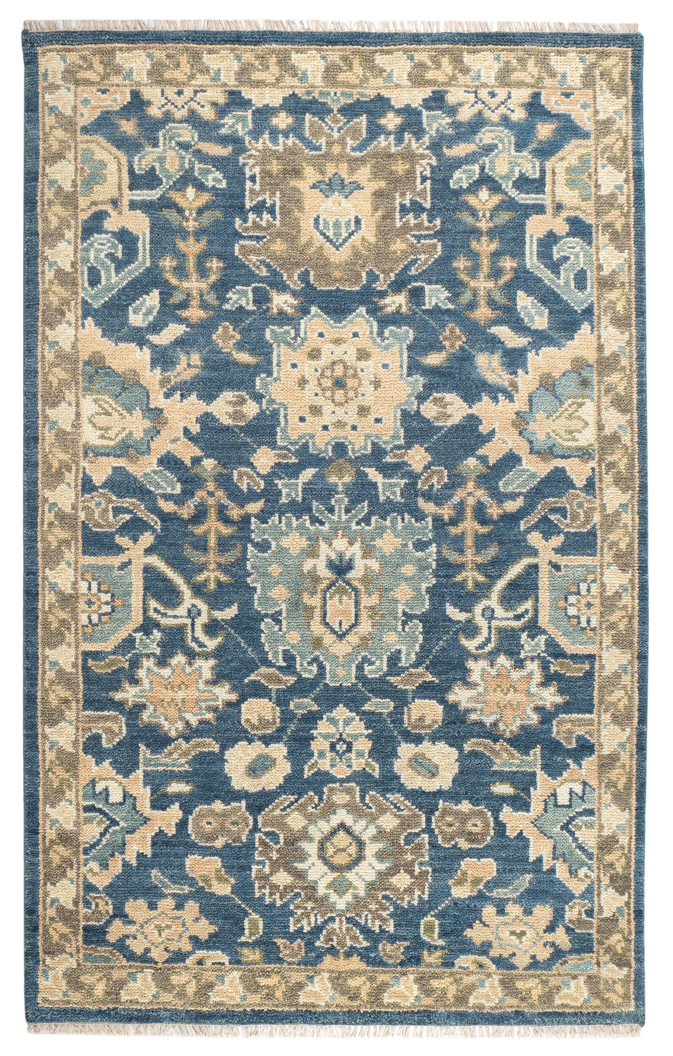 Camille Hand Knotted Wool Rug in Navy Blue – Perfect for Living Room, Bedroom, or Office Decor