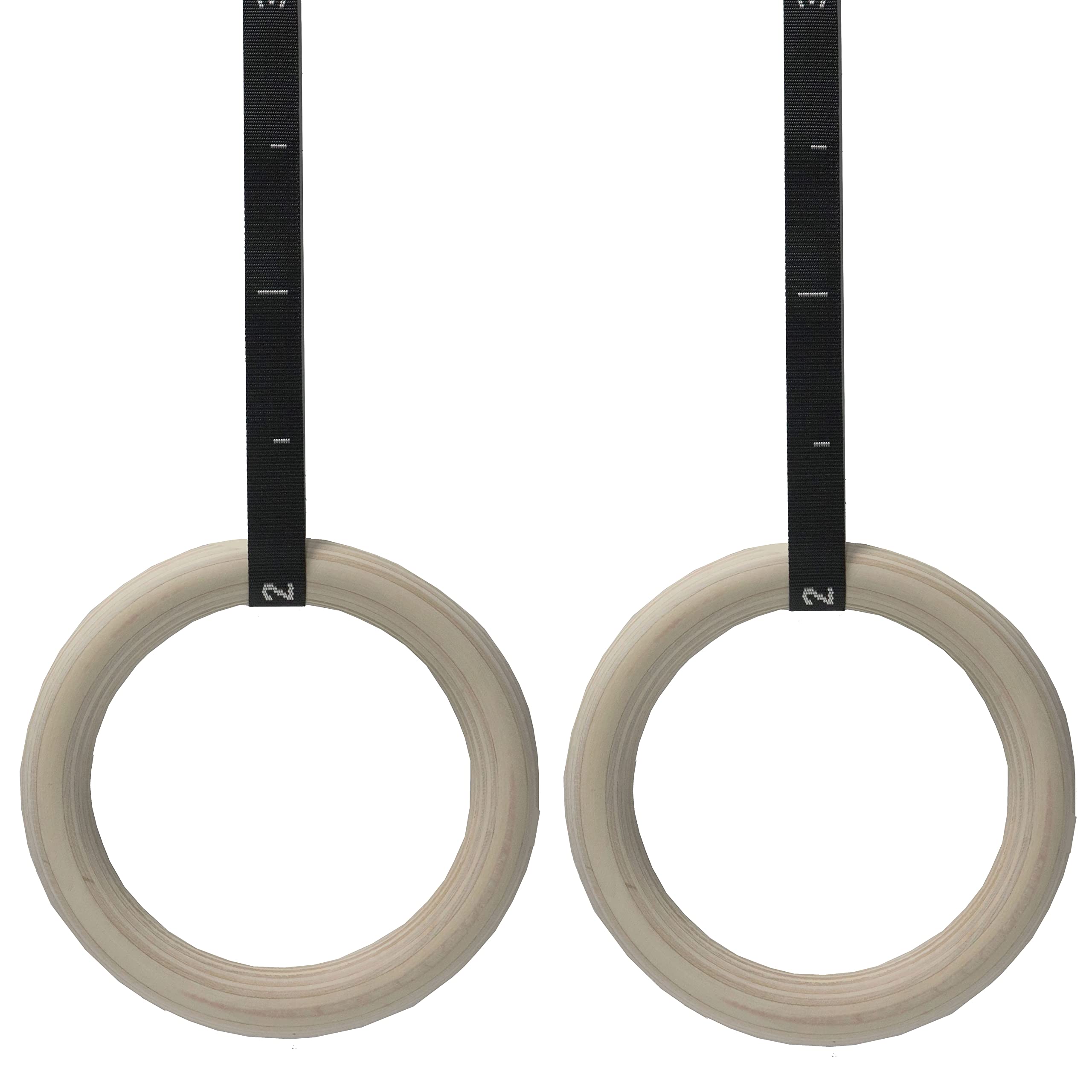 VLFit Wooden Gymnastic Rings - 32mm / 28mm Diameter - Olympic Gym Rings with Adjustable Buckles & Straps - Perfect for Home Workouts, Muscle Training & Strength Exercises - Ideal for CrossFit, Calisthenics & Functional Fitness Training