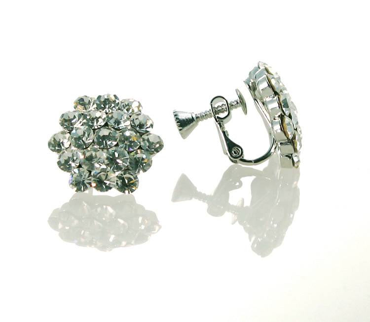 FH2 Crystal Cluster Clear Earrings for Women - Pierced & Clip-On Options - Elegant Dangle Earrings for Parties, Weddings, and Everyday Wear
