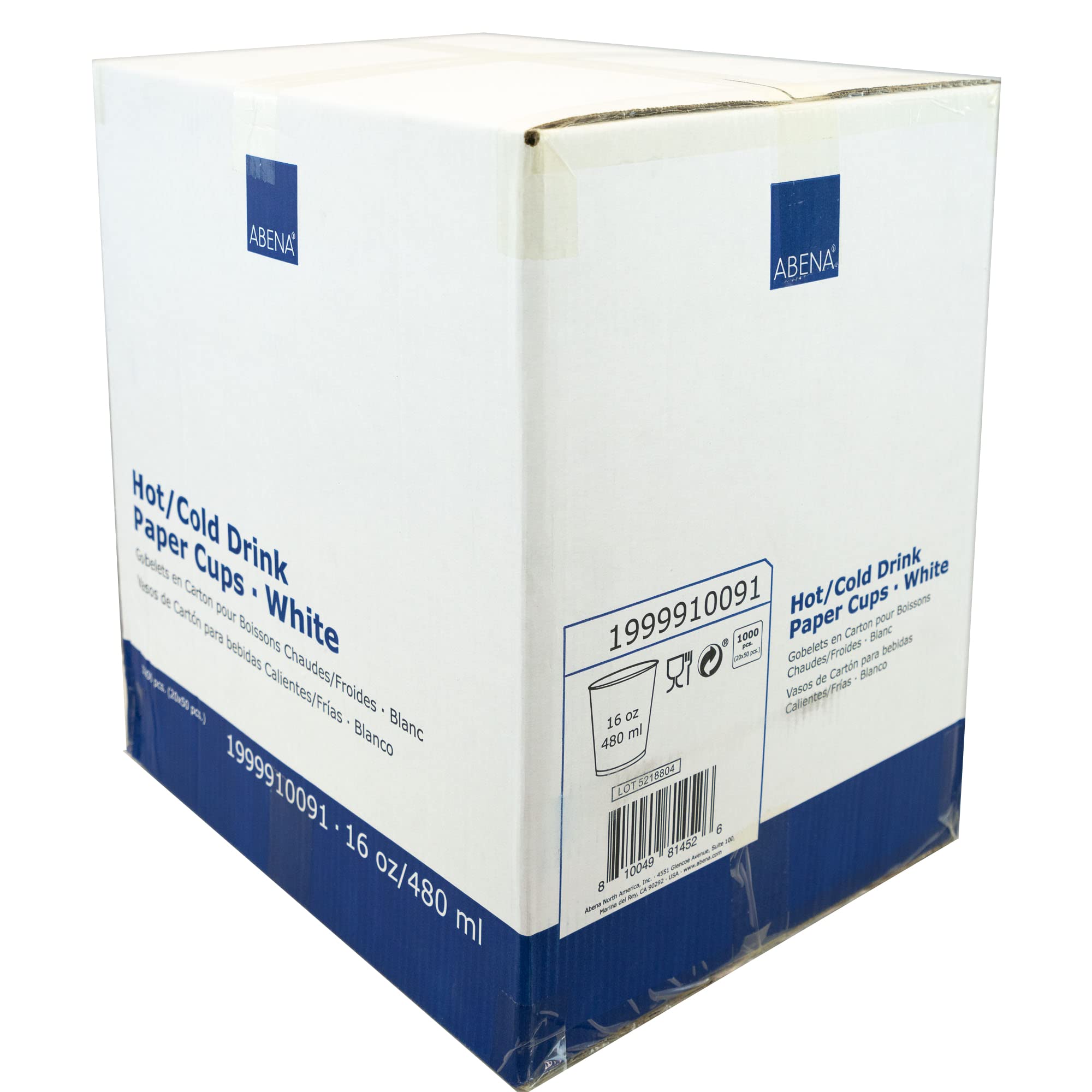 Abena Disposable Paper Coffee Cups 8oz 12oz 16oz - 1000 Pack Bulk Hot & Cold Drink Cups for Coffee Tea Party Office Restaurant Use