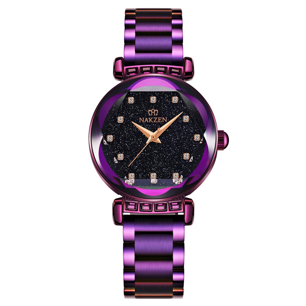 Women's Black Diamond Watch - Japanese Quartz, Waterproof, Rose Gold for Daily Wear & Gifts