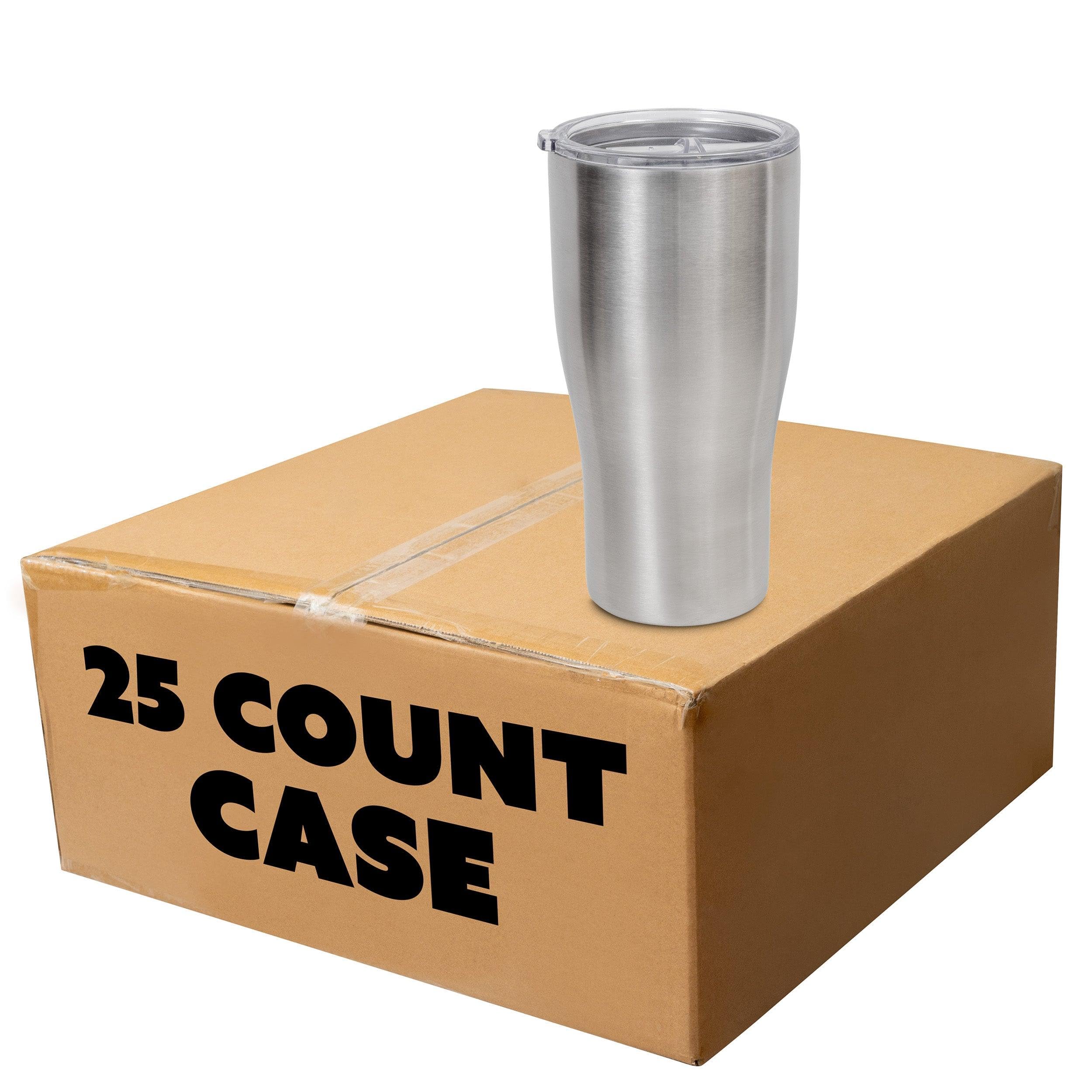 Makerflo Silver 30 oz Curve Stainless Steel Tumbler - Pack of 25 with Lid & Straw | DIY Customizable Cup for Epoxy, UV DTF, Vinyl & Laser Engraving | Perfect for Personalized Gifts, Promotional Events & Craft Projects - Not for Sublimation