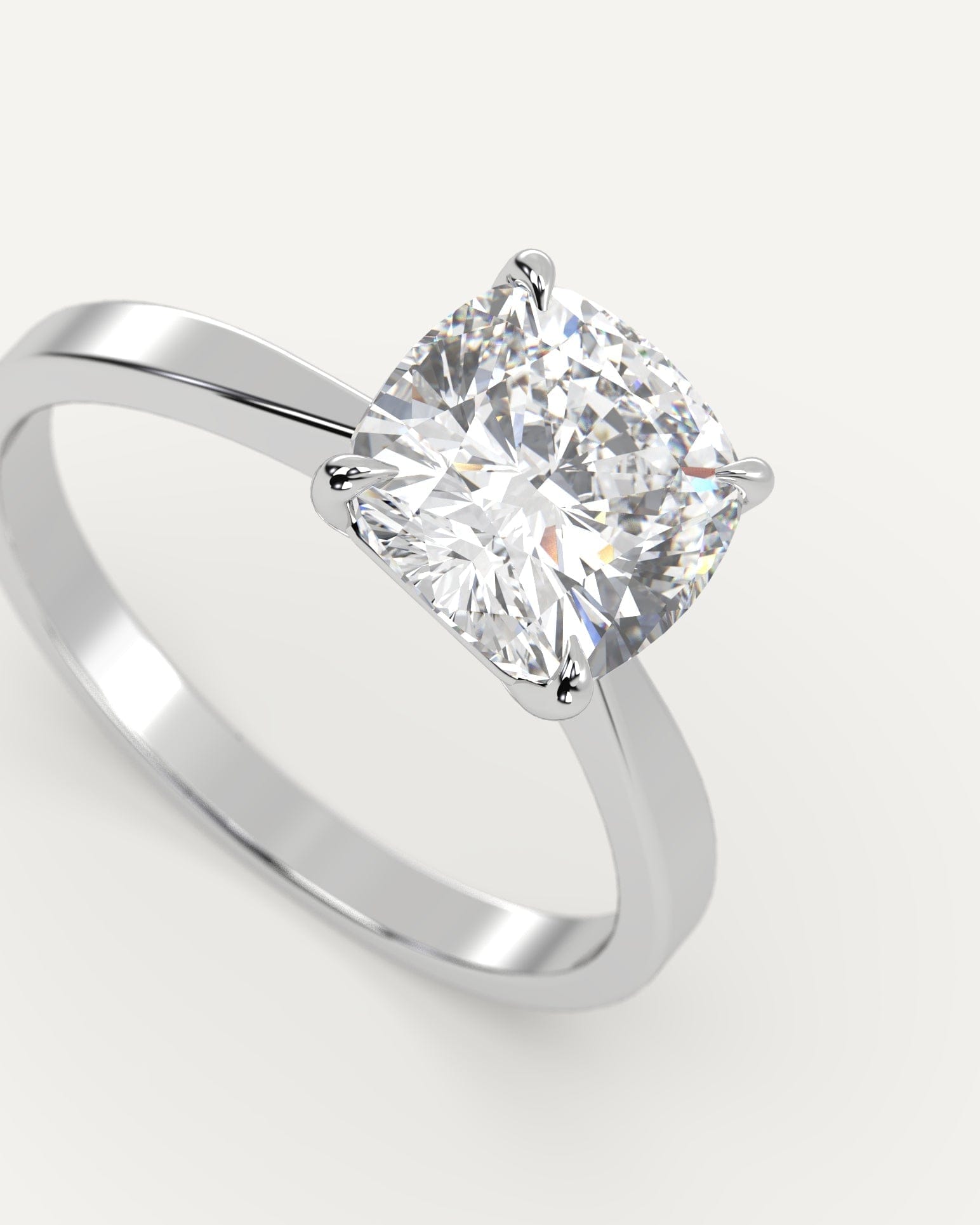 2 Carat Cushion Cut Diamond Engagement Ring - 14K White Gold Solitaire Wedding Band for Women - Perfect for Proposals, Anniversaries & Special Occasions