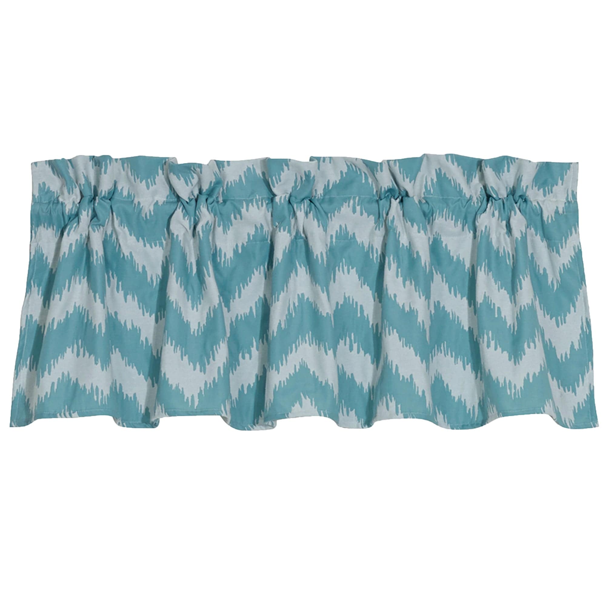 Blue & White Chevron Catalina Kitchen Valance - Elegant Window Treatment for Farmhouse, Cottage & Coastal Home Decor