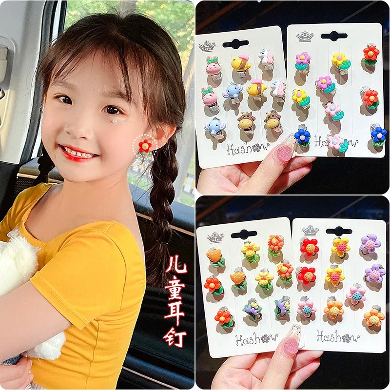 10pcs Cute Girls Earrings Set - Dainty Stud & Hoop Earrings for Teens & Women - Perfect for School, Party & Everyday Wear