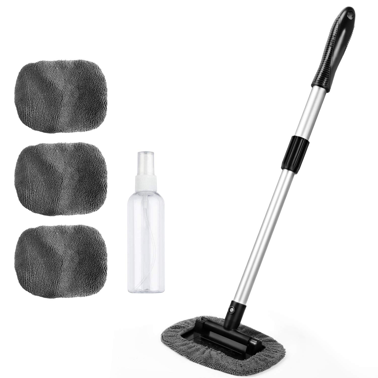 AstroAI Windshield Cleaner Kit with 4 Washable Microfiber Pads & Extendable Handle - Car Window Cleaner for Auto Glass, Interior Wiper Tool - Perfect for Home, Office & Vehicle Cleaning (Blue)