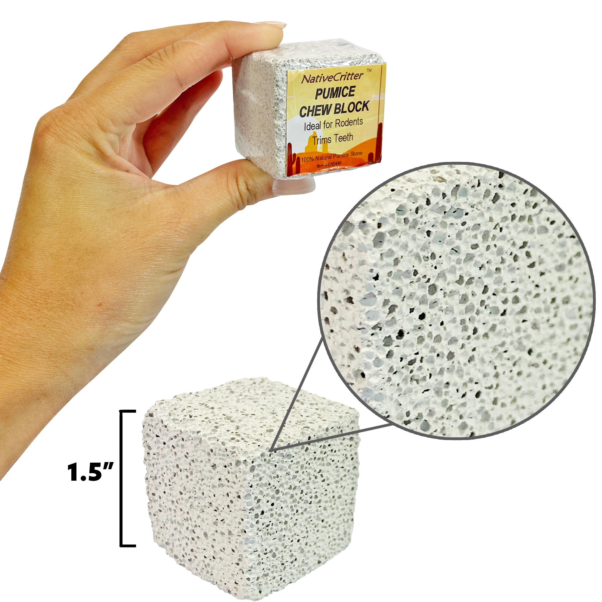 Natural Pumice Chew Block for Small Pets - Teeth Cleaning & Stress Relief for Rabbits, Guinea Pigs, Chinchillas - Perfect for Cage Enrichment & Dental Health