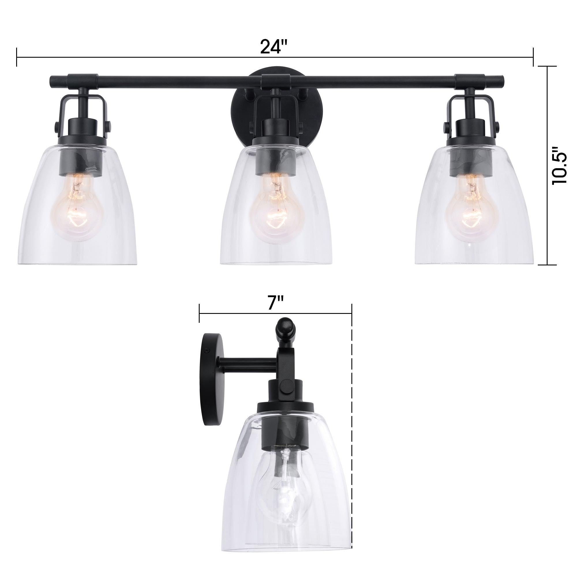 Modern Farmhouse 3-Light Bathroom Vanity Light - Brushed Nickel Finish, Adjustable Height - Perfect for Bathroom, Powder Room & Dressing Area Makeovers