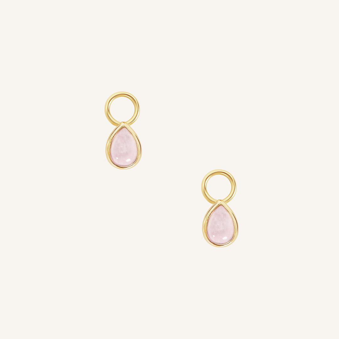 Rose Quartz Trove Hoop Charm Set of 2 - Healing Crystal Jewelry for Women, Boho Style Earrings for Spiritual Protection & Positive Energy - Perfect for Meditation, Yoga & Everyday Wear