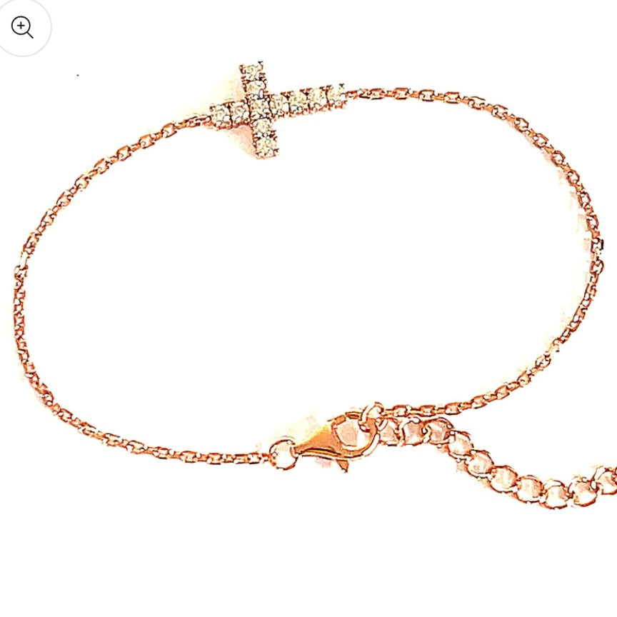 Zara Rose Gold Cross Chain Bracelet for Women - Elegant Layered Jewelry for Everyday Wear, Parties & Gifts