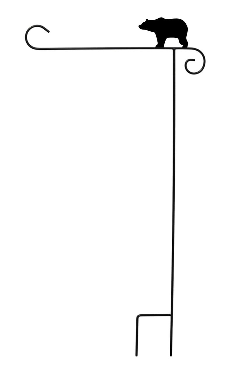 Briarwood Lane Wrought Iron Bear Garden Flag Stand - Outdoor Decorative Yard Stake for Seasonal & Holiday Home Decor - Perfect for Front Porch, Lawn, and Garden Display