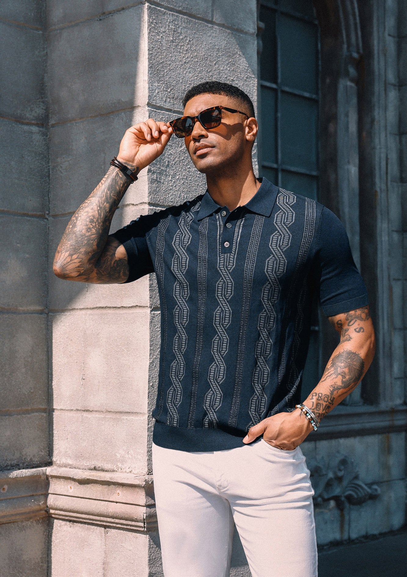 Men's Contrast Color Knitted Polo Shirt - Short Sleeve Lapel Collar Casual Knitwear Top for Summer Outdoor & Business Casual Wear