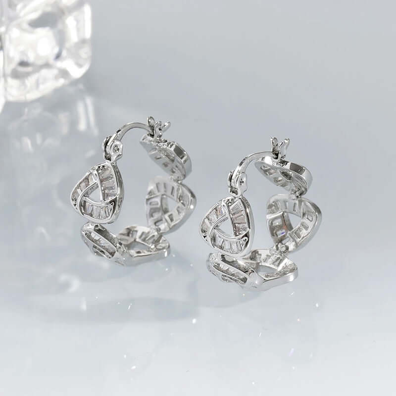 Sterling Silver Trillion Cut Hoop Earrings for Women - Dainty & Elegant Jewelry Gift - Perfect for Everyday Wear, Parties & Special Occasions | HE17023