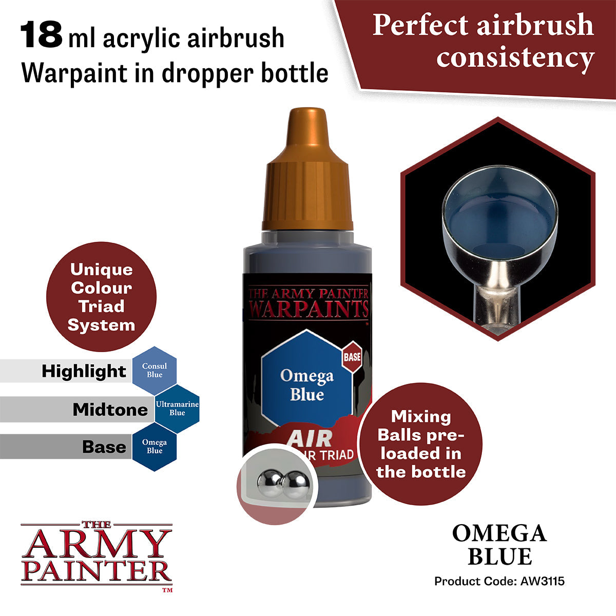 Warpaints Air: Omega Blue - Premium Acrylic Paint for Miniatures & Models - Perfect for Warhammer, D&D, and Tabletop Gaming