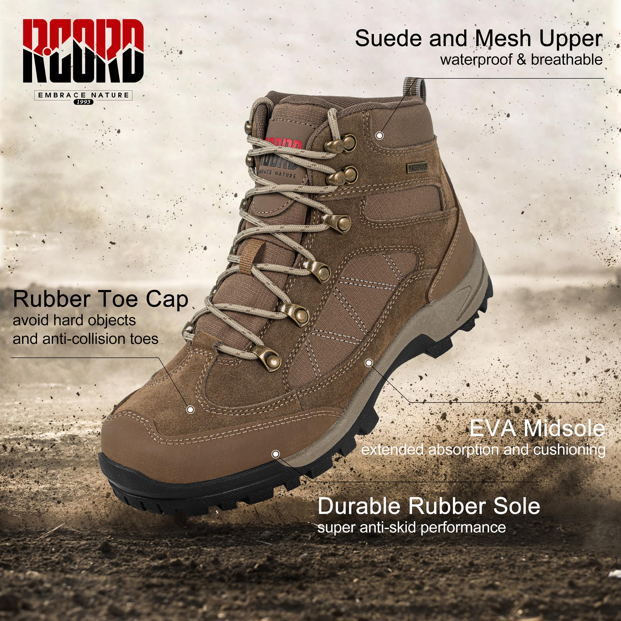 Waterproof Women's Hiking Boots - Lightweight Outdoor Trekking Shoes for Camping, Trail Walking & Mountain Adventures