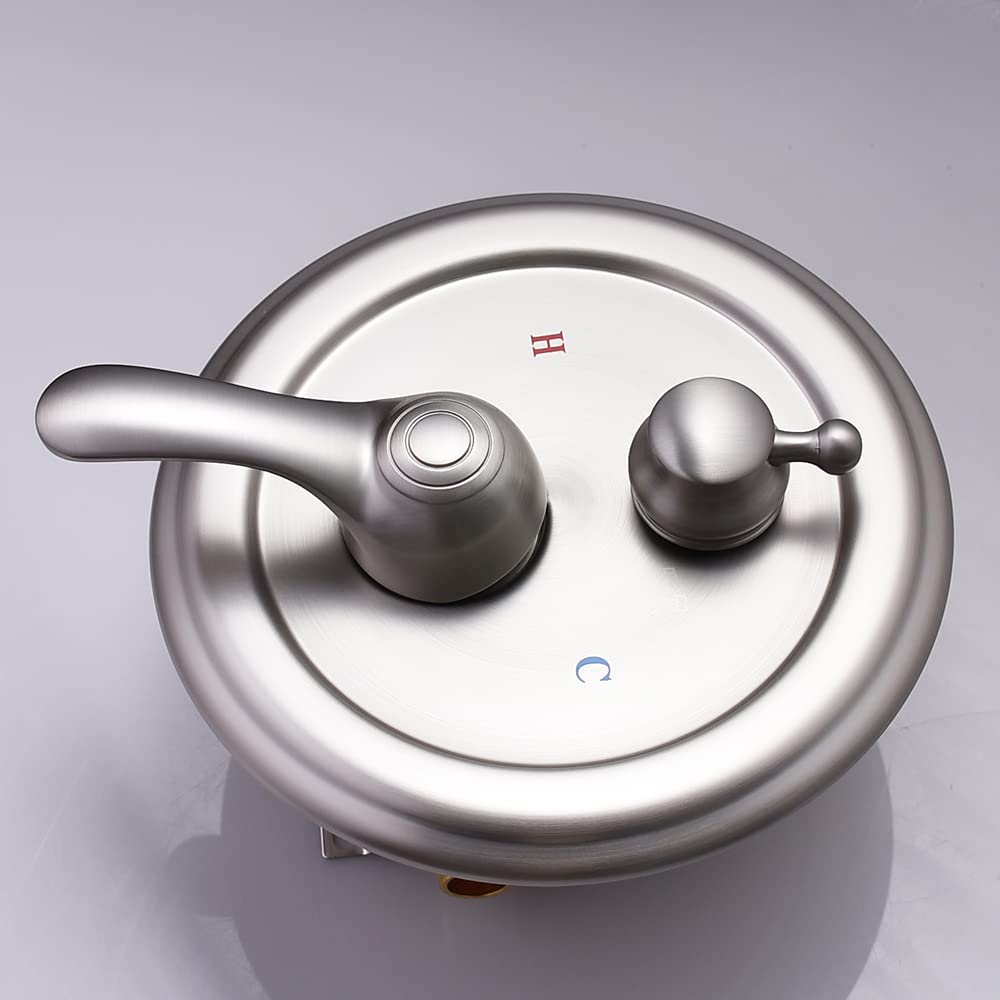 3-Function Shower Diverter Valve - Solid Brass Concealed Shower Mixer with Pressure Balance Technology - Brushed Nickel Trim Kit for Bathroom Shower System - Perfect for Modern Bathrooms and Spa-Like Showers
